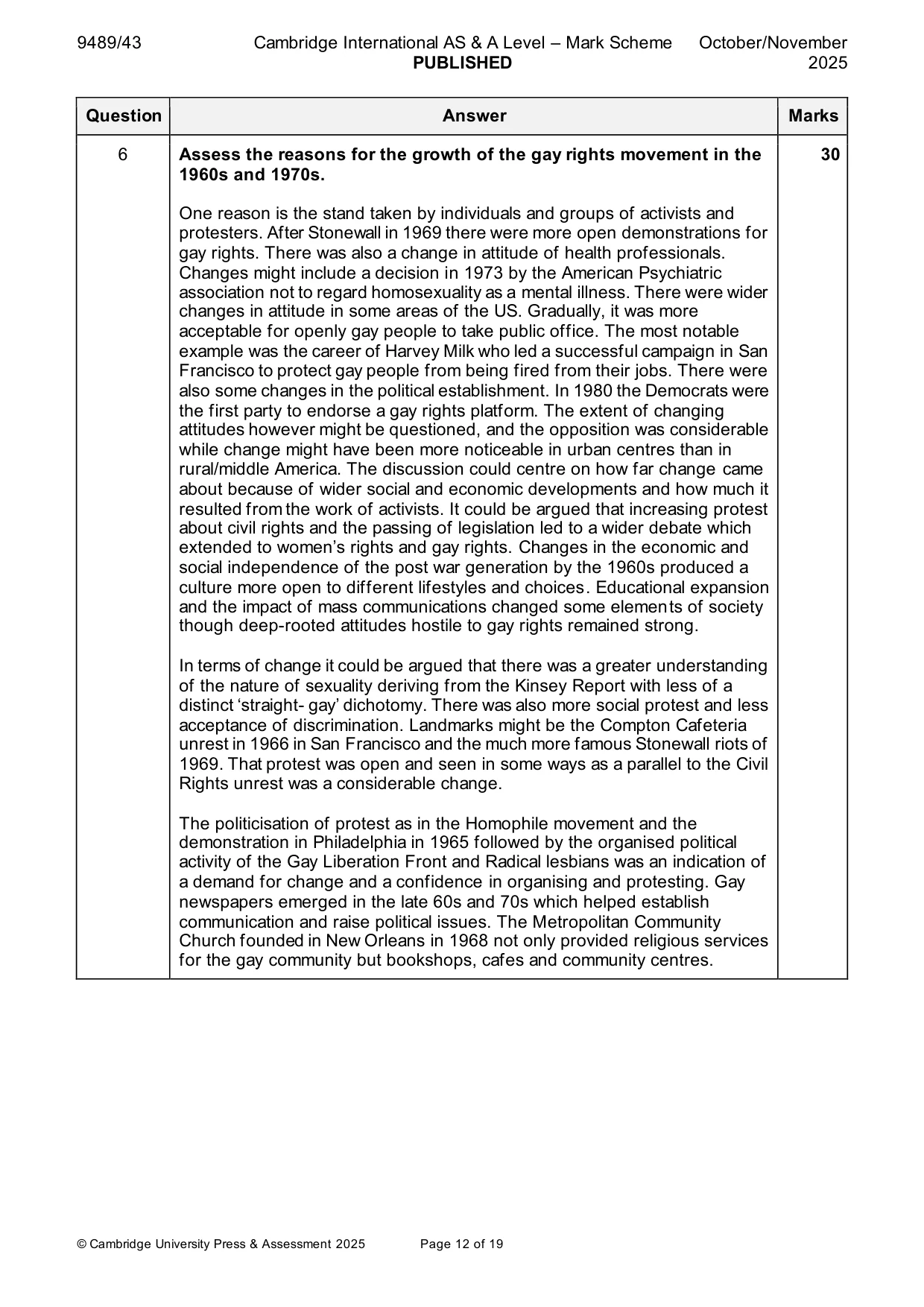 Mark scheme, page 12 of 19