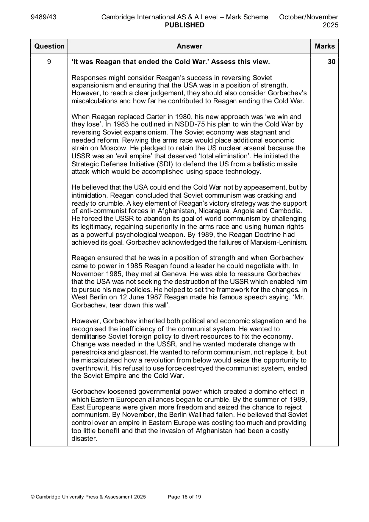 Mark scheme, page 16 of 19