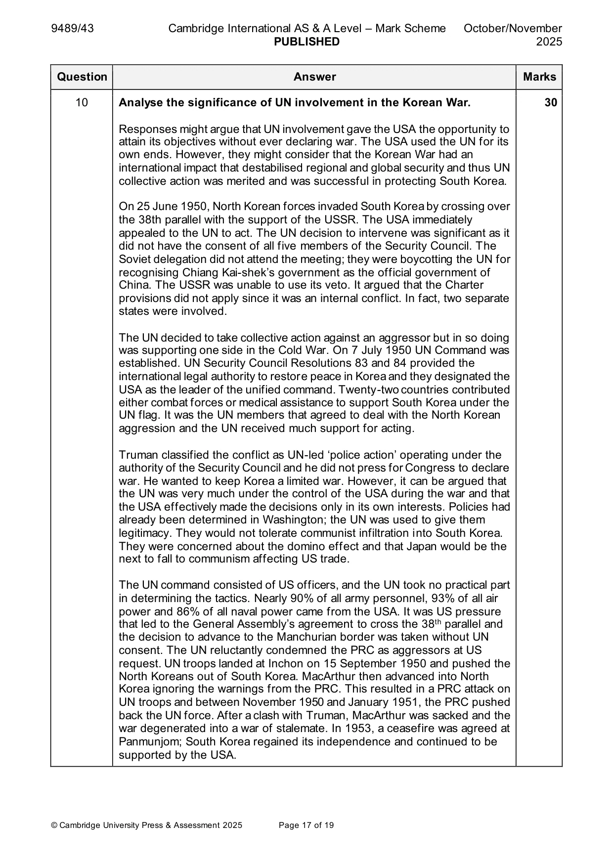 Mark scheme, page 17 of 19