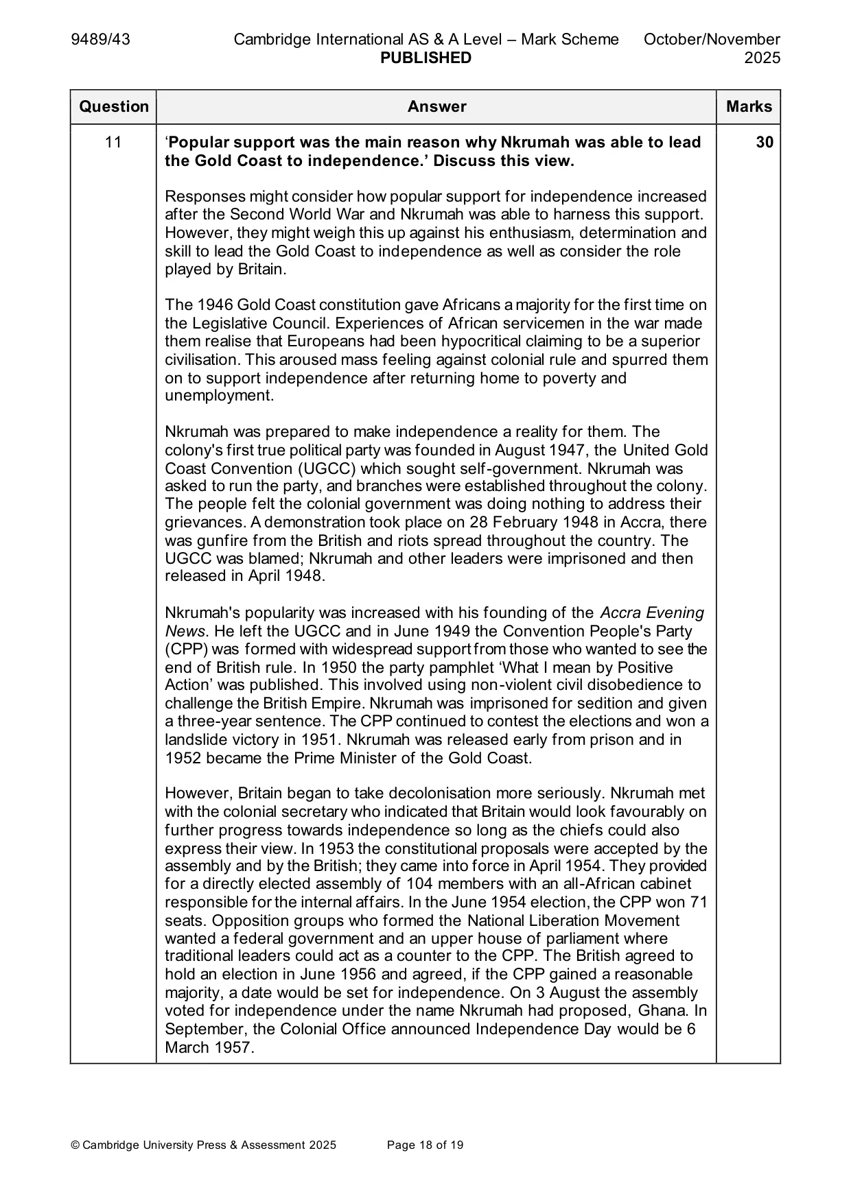 Mark scheme, page 18 of 19