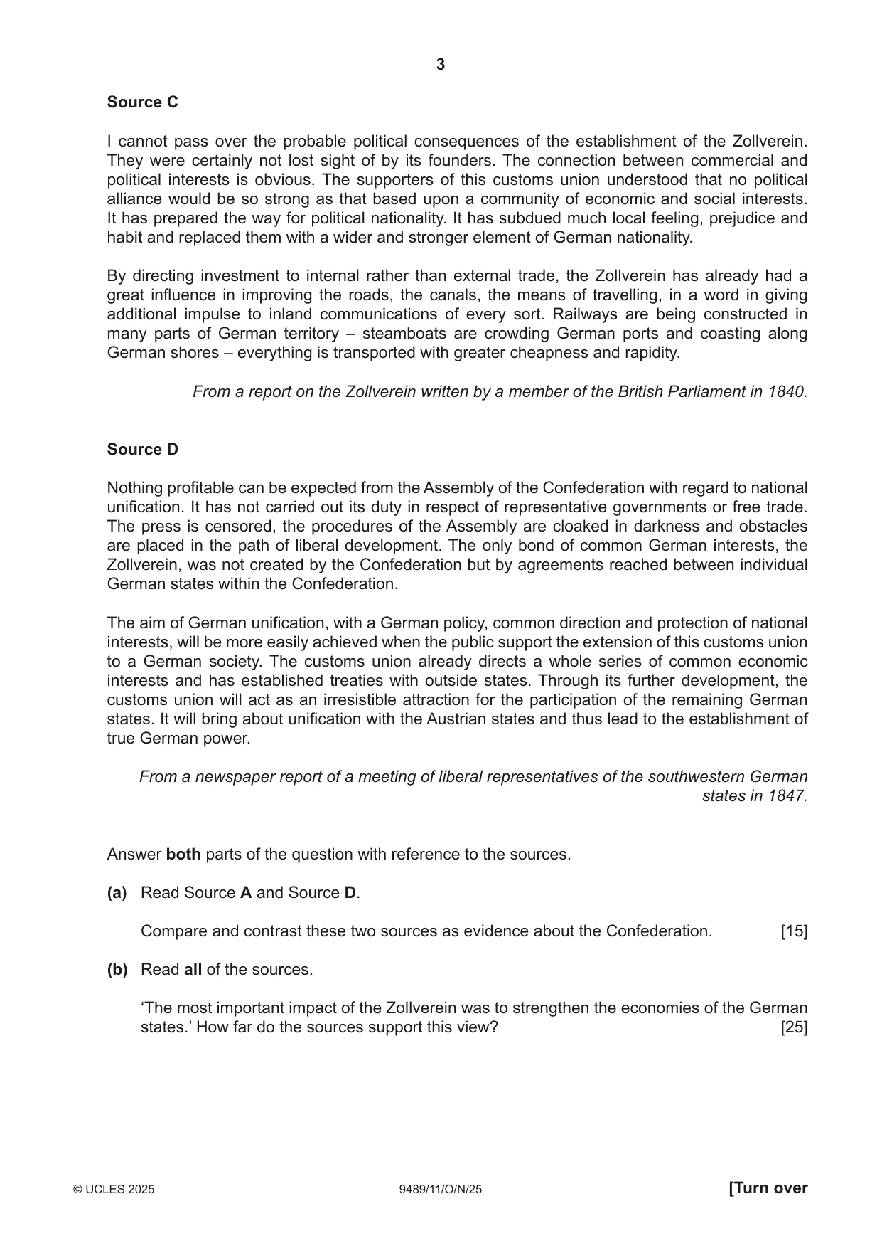 Cambridge A Level History 9489 2025 Oct/Nov Paper 1 · Variant 1 question paper, page 3 of 8