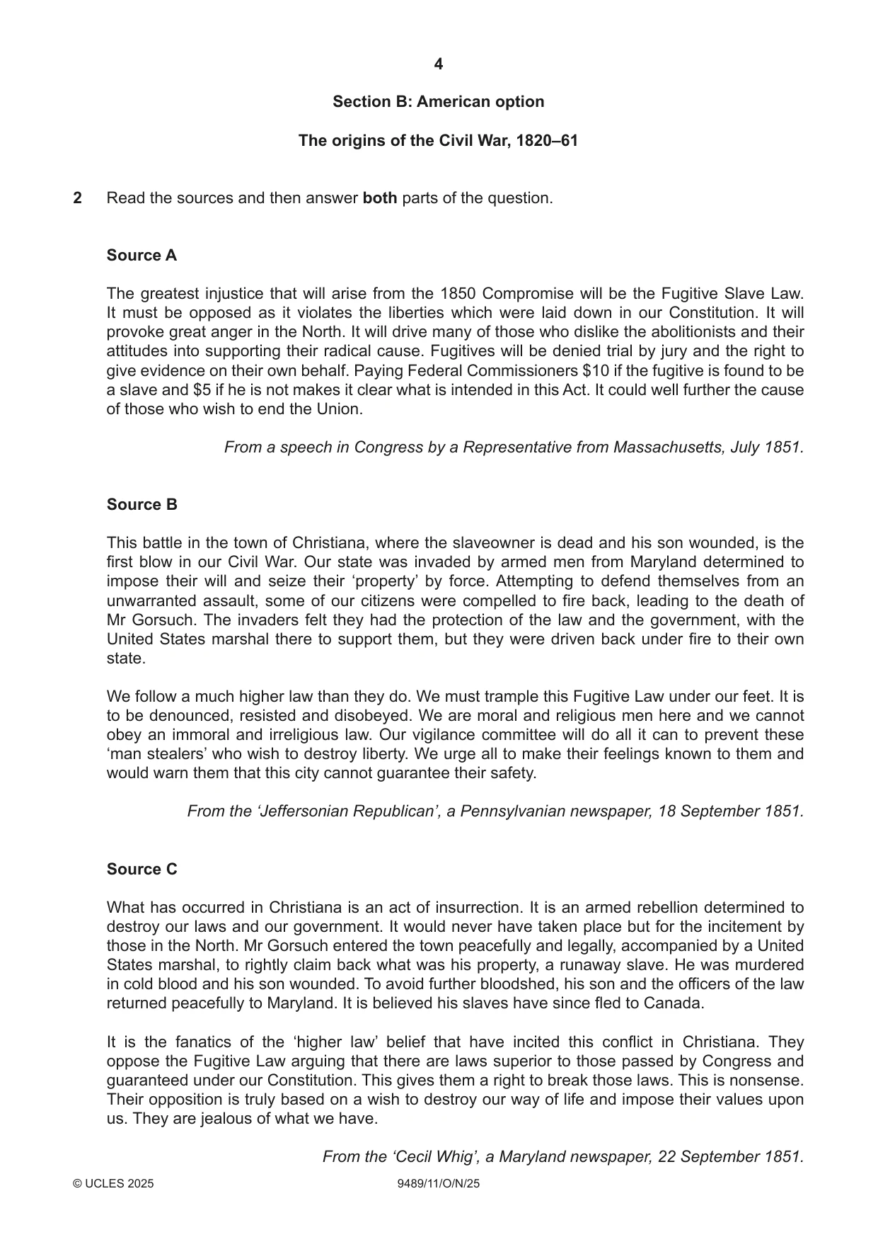 Cambridge A Level History 9489 2025 Oct/Nov Paper 1 · Variant 1 question paper, page 4 of 8
