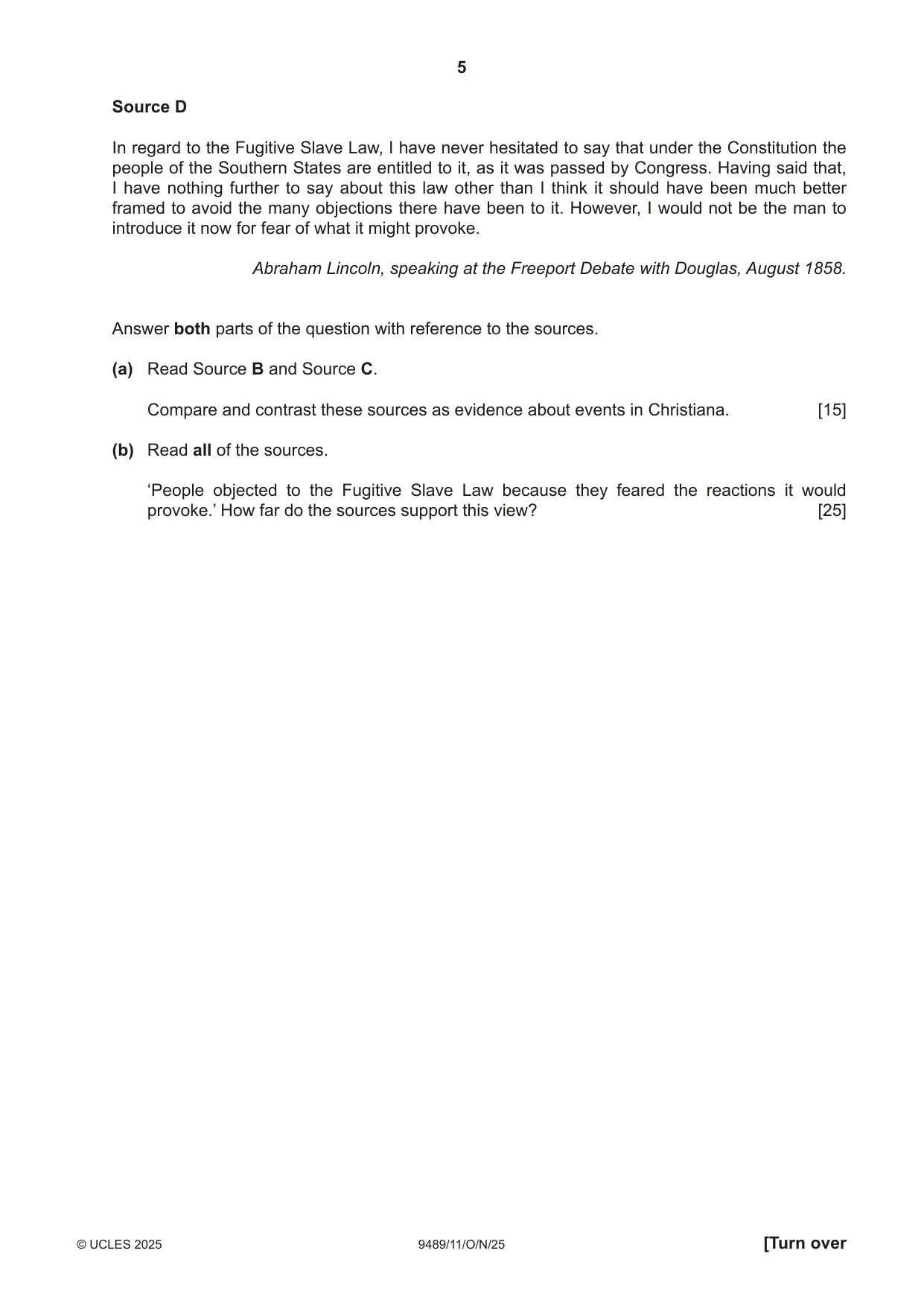 Cambridge A Level History 9489 2025 Oct/Nov Paper 1 · Variant 1 question paper, page 5 of 8