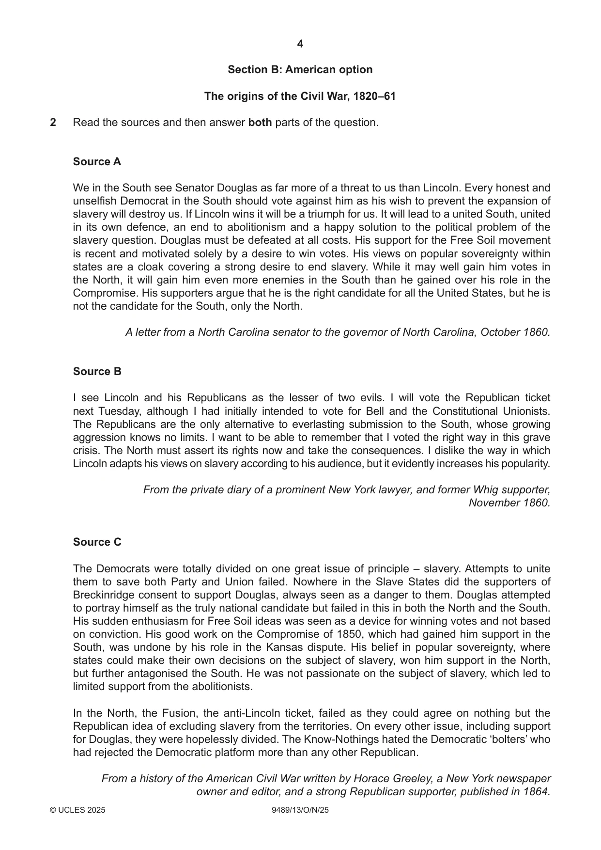 Cambridge A Level History 9489 2025 Oct/Nov Paper 1 · Variant 3 question paper, page 4 of 8