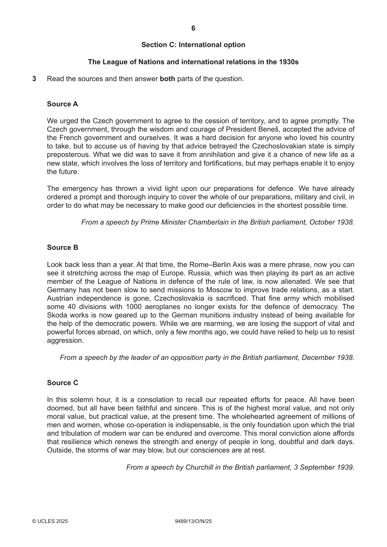 Cambridge A Level History 9489 2025 Oct/Nov Paper 1 · Variant 3 question paper, page 6 of 8