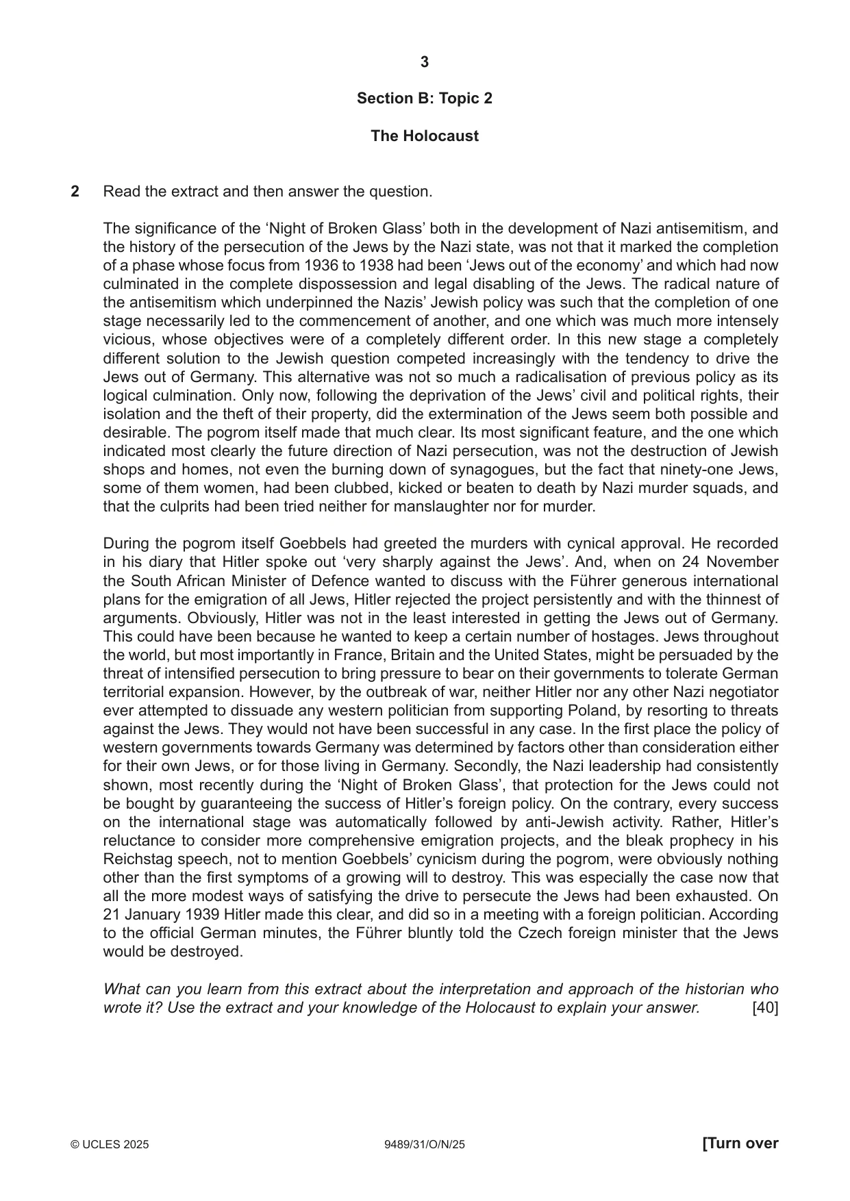 Cambridge A Level History 9489 2025 Oct/Nov Paper 3 · Variant 1 question paper, page 3 of 4