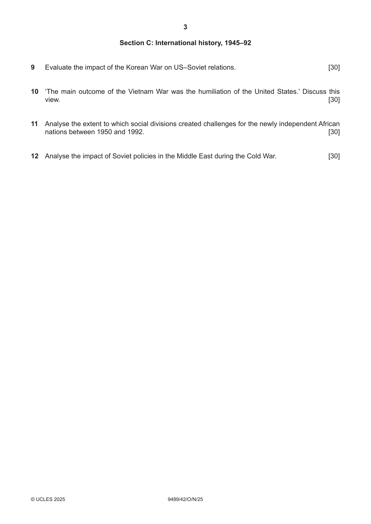 Cambridge A Level History 9489 2025 Oct/Nov Paper 4 · Variant 2 question paper, page 3 of 4
