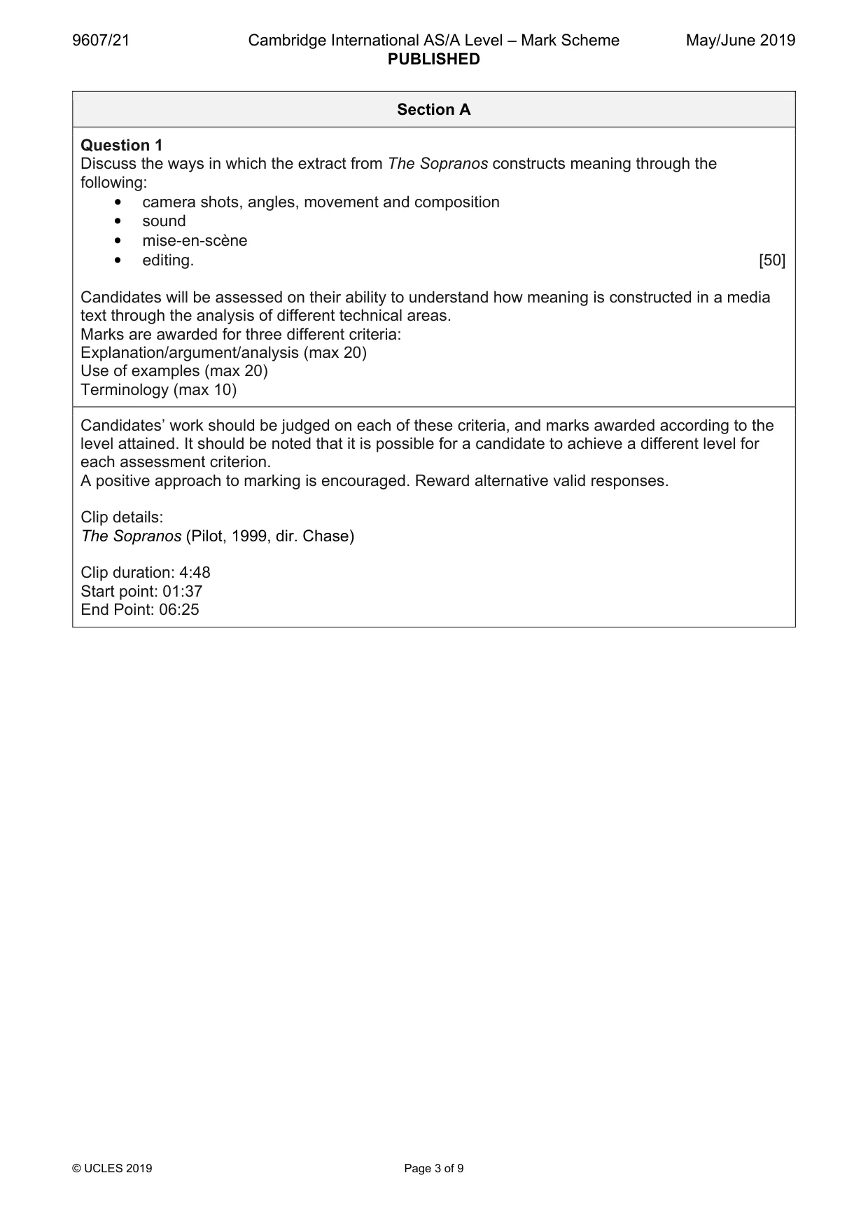 Mark scheme, page 3 of 9