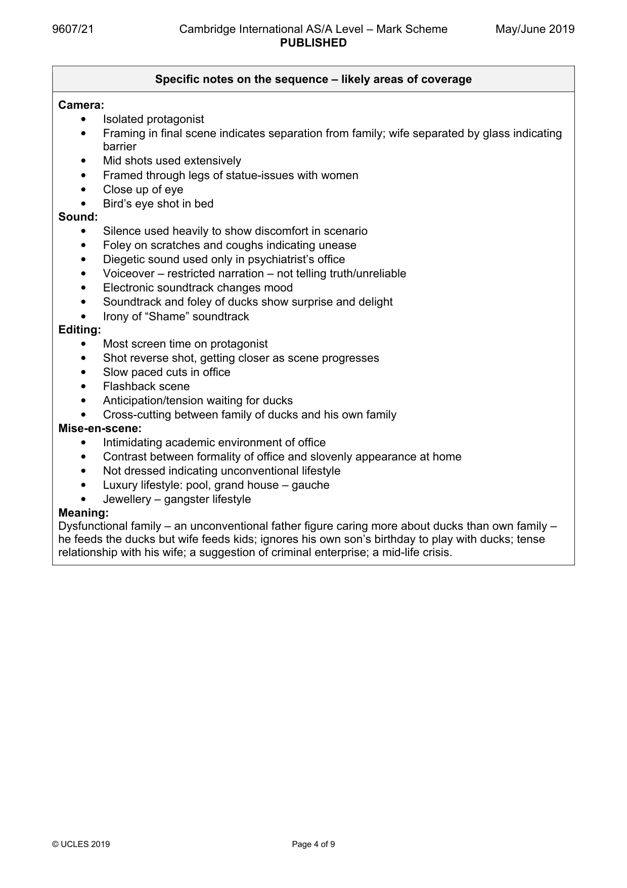 Mark scheme, page 4 of 9