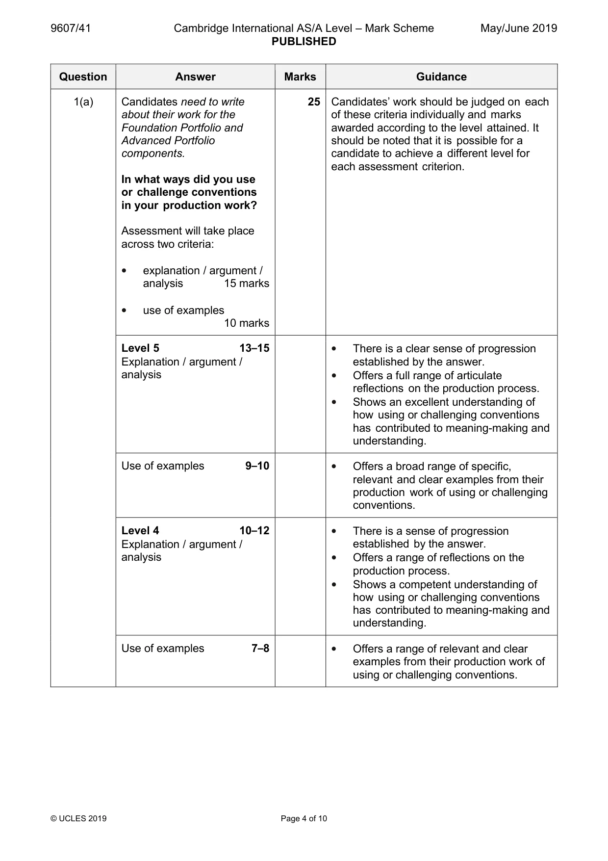 Mark scheme, page 4 of 10