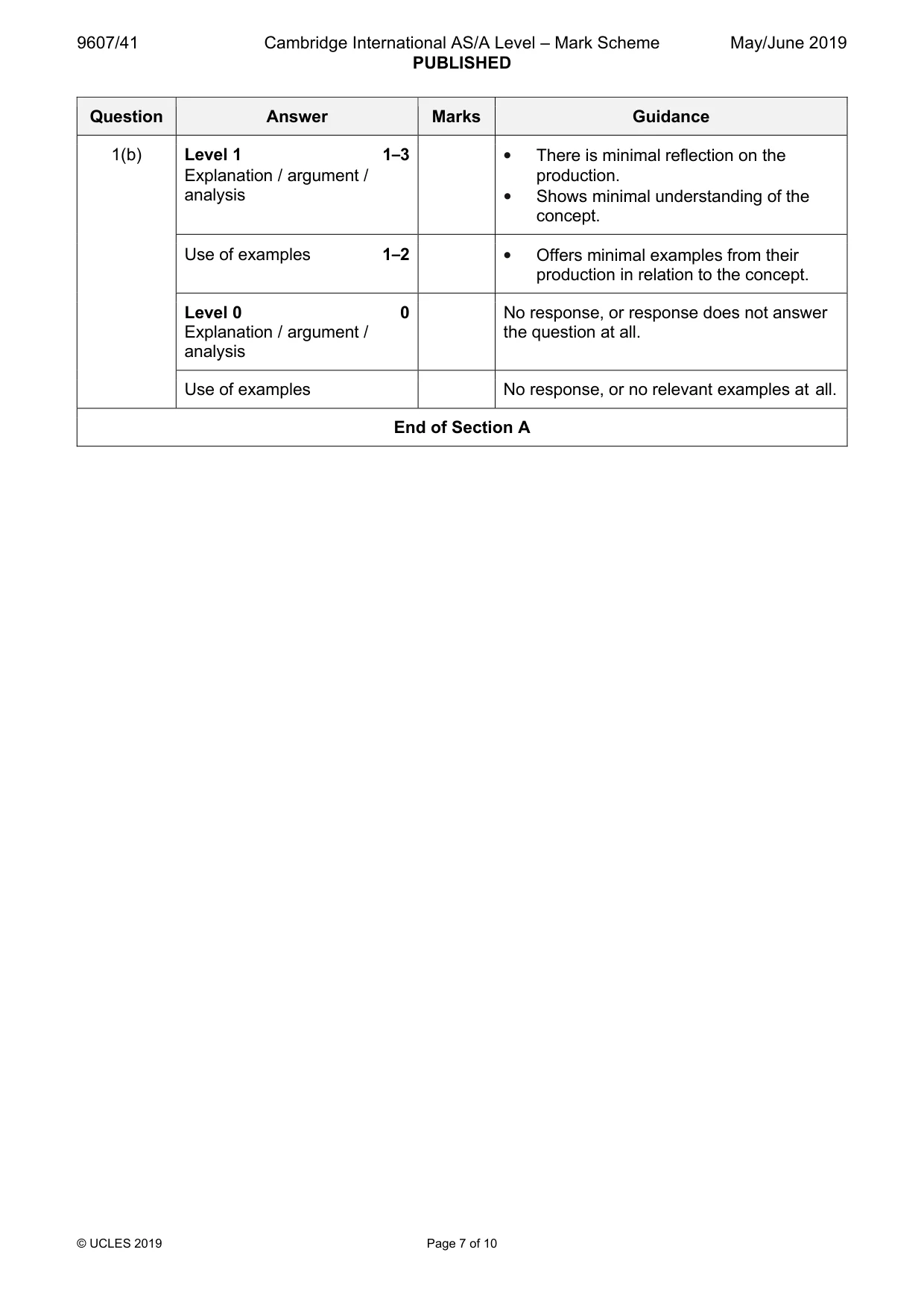 Mark scheme, page 7 of 10