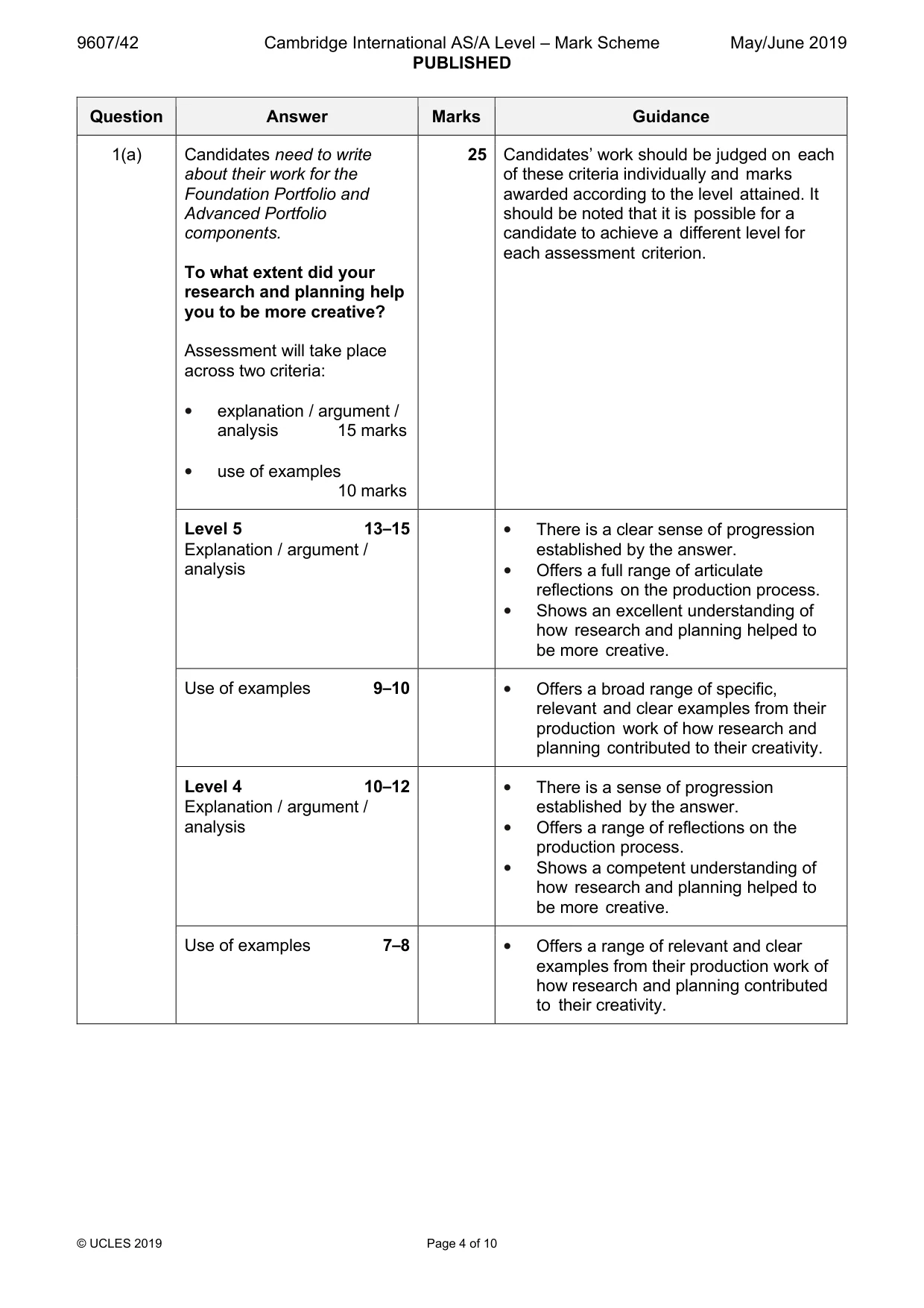 Mark scheme, page 4 of 10