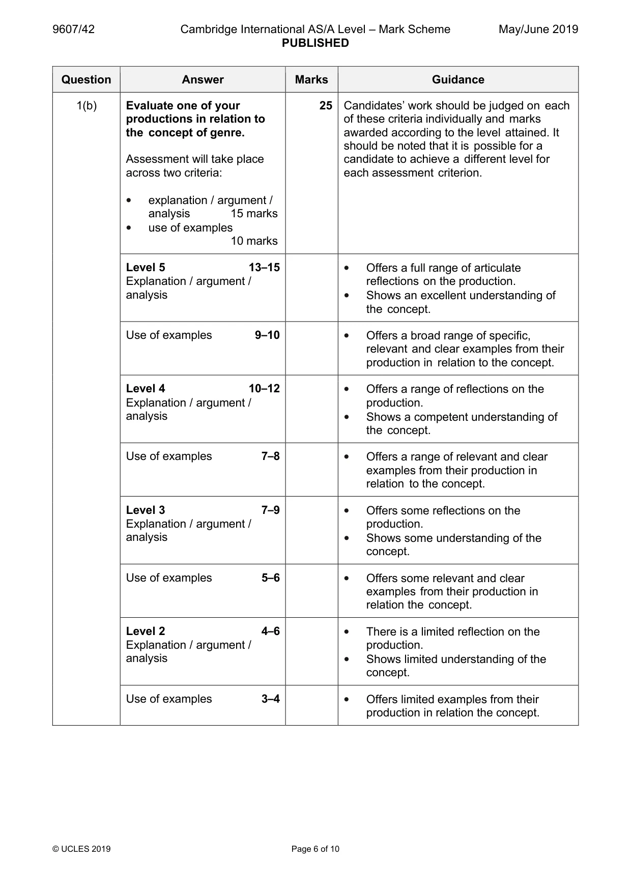 Mark scheme, page 6 of 10