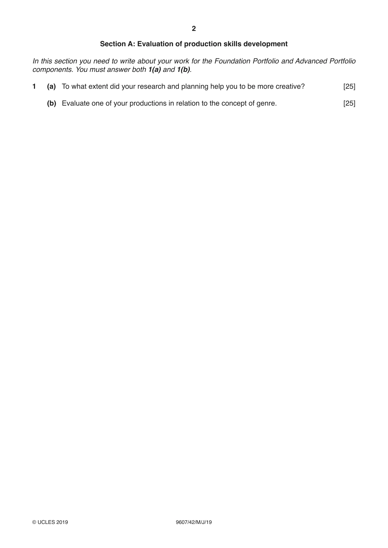 Cambridge A Level Media Studies 9607 2019 May/June Paper 4 · Variant 2 question paper, page 2 of 4