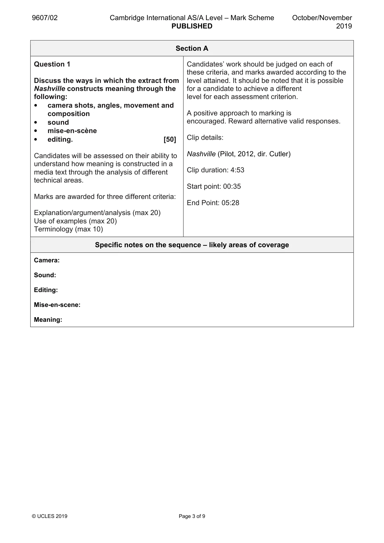 Mark scheme, page 3 of 9