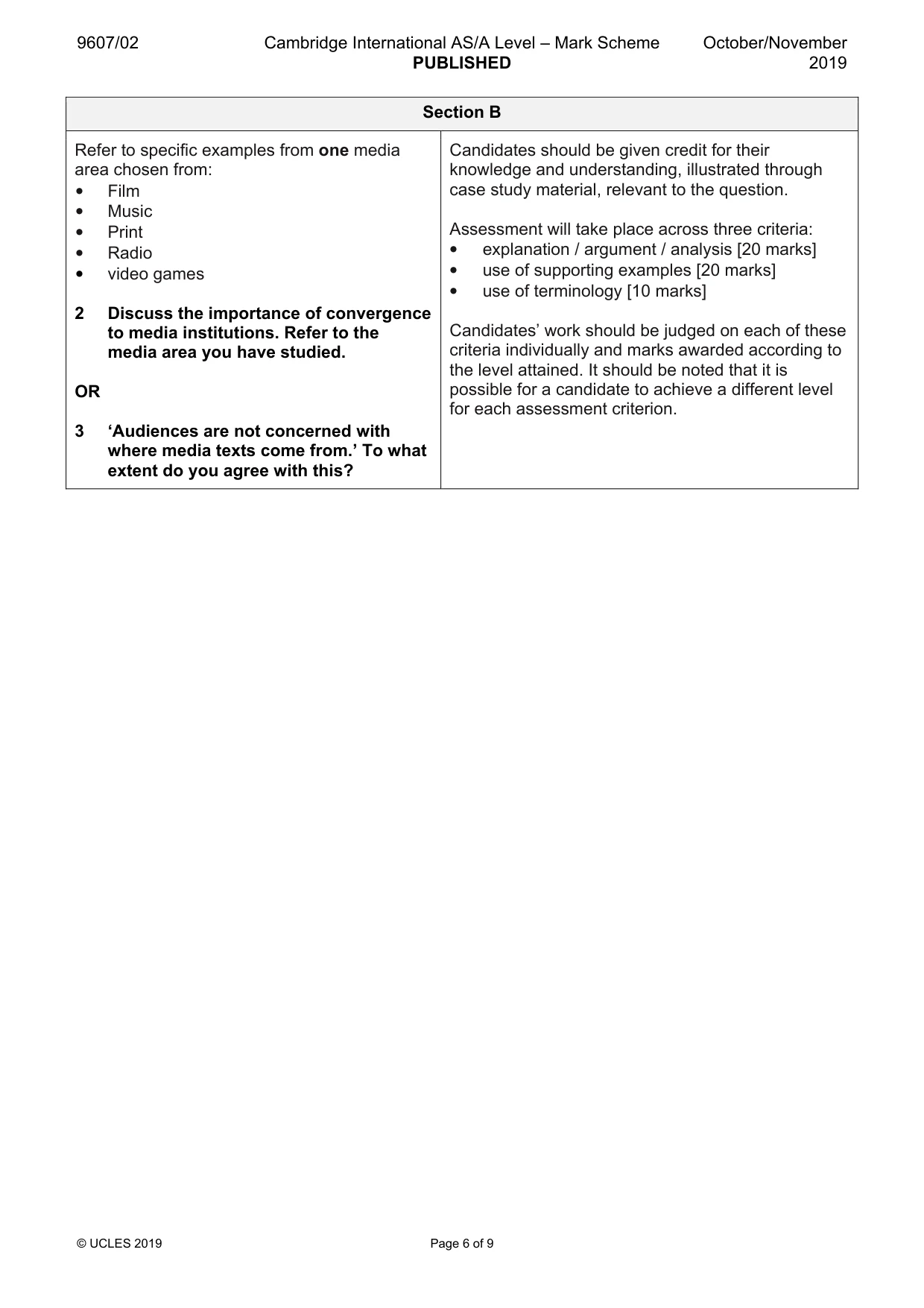 Mark scheme, page 6 of 9