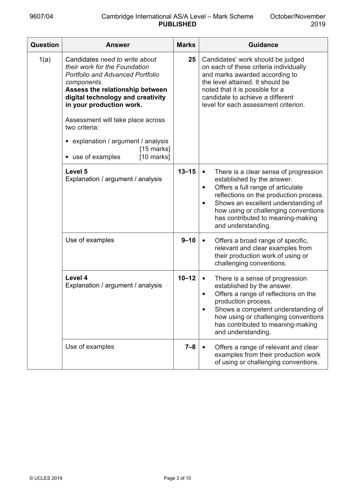 Mark scheme, page 3 of 10