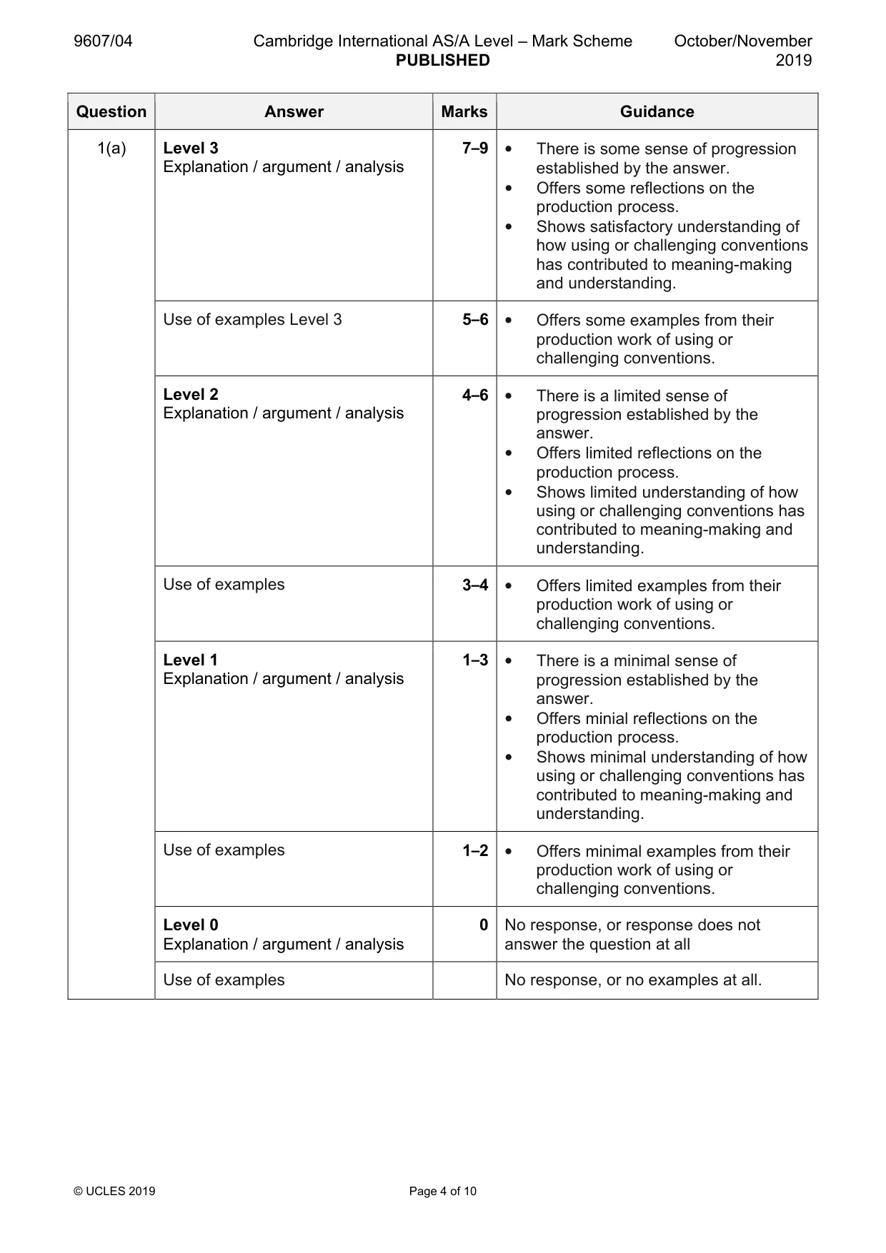 Mark scheme, page 4 of 10