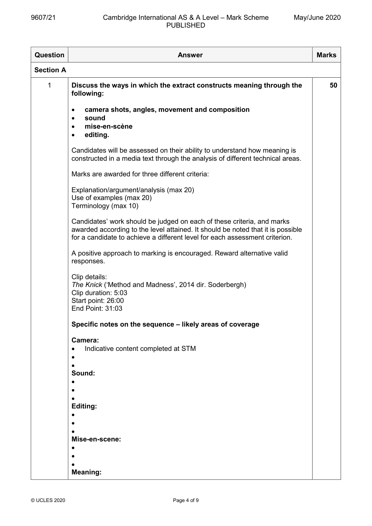 Mark scheme, page 4 of 9