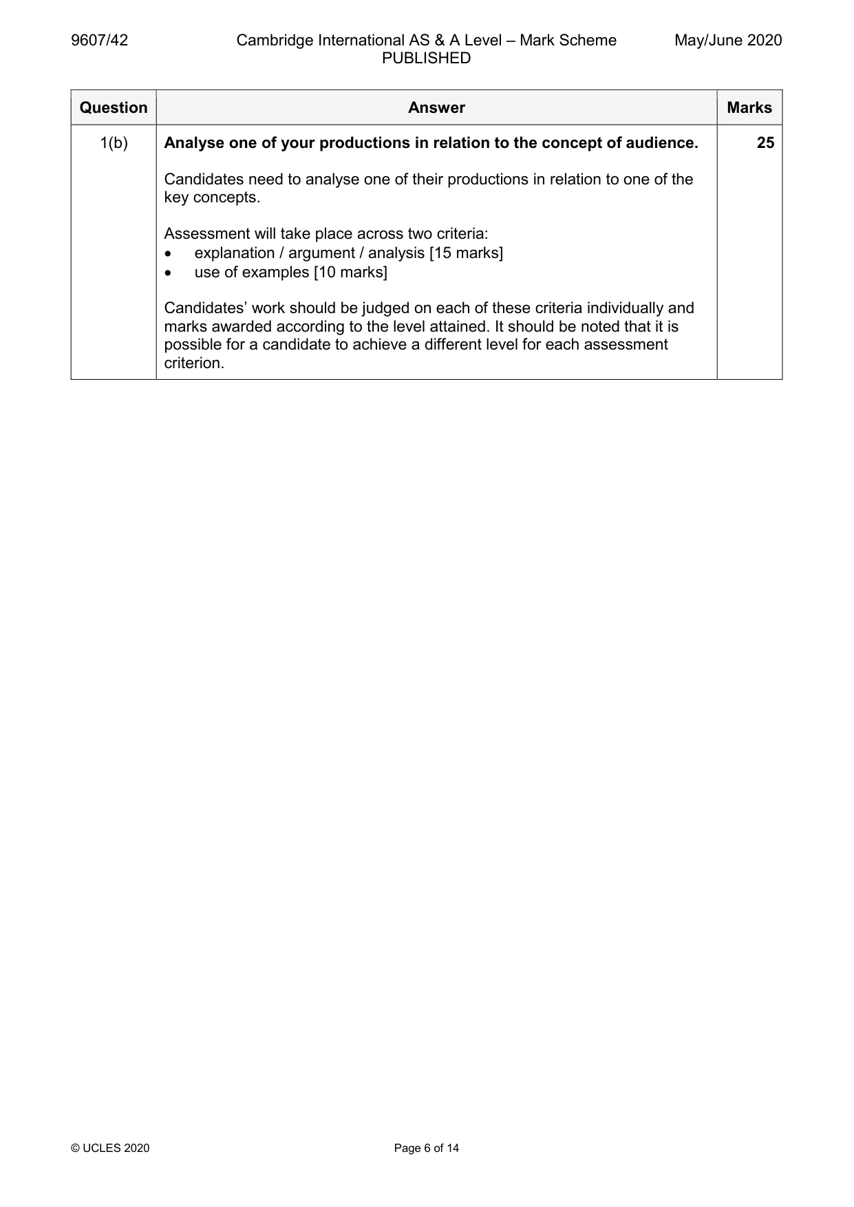 Mark scheme, page 6 of 14