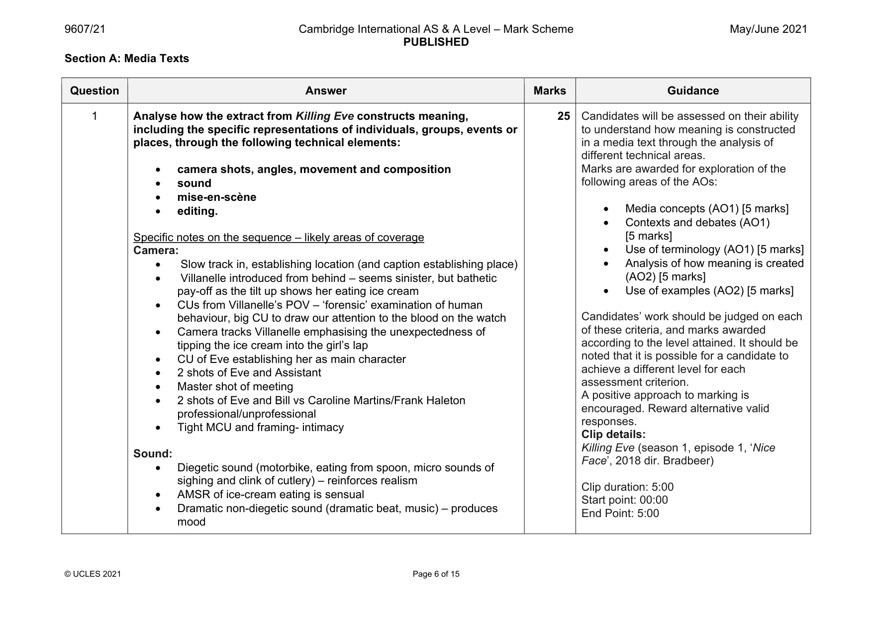 Mark scheme, page 6 of 15