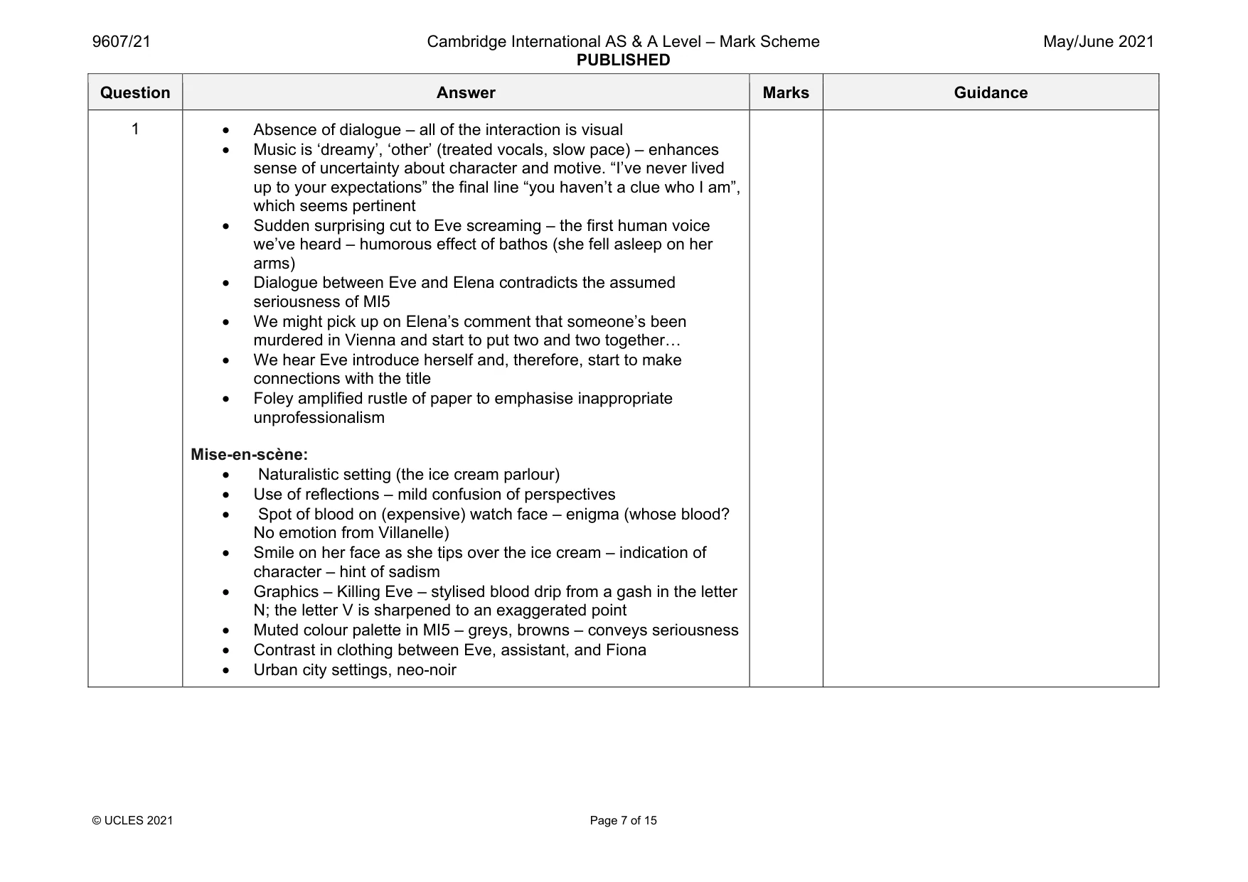 Mark scheme, page 7 of 15