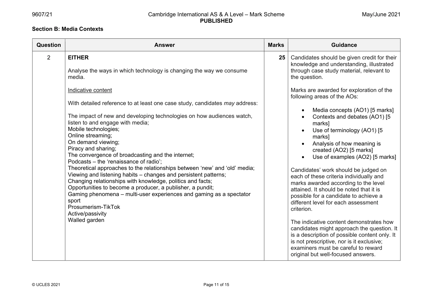 Mark scheme, page 11 of 15