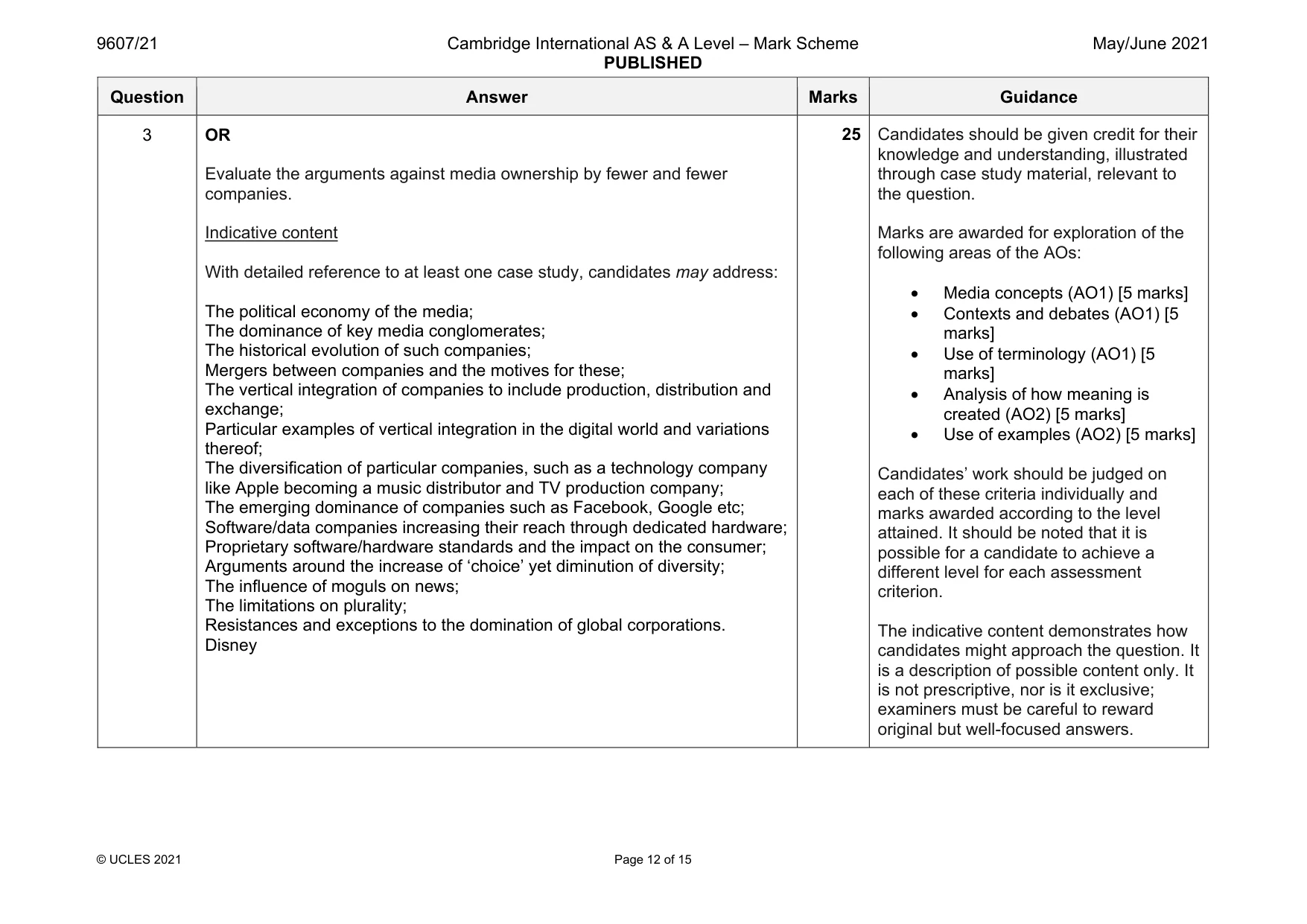 Mark scheme, page 12 of 15