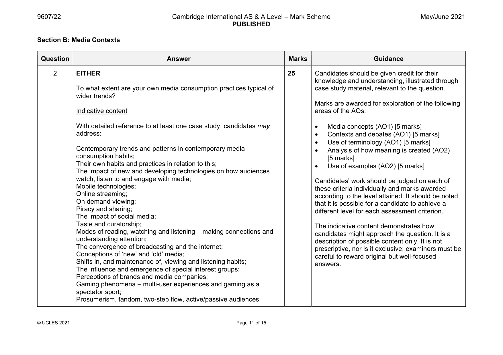 Mark scheme, page 11 of 15