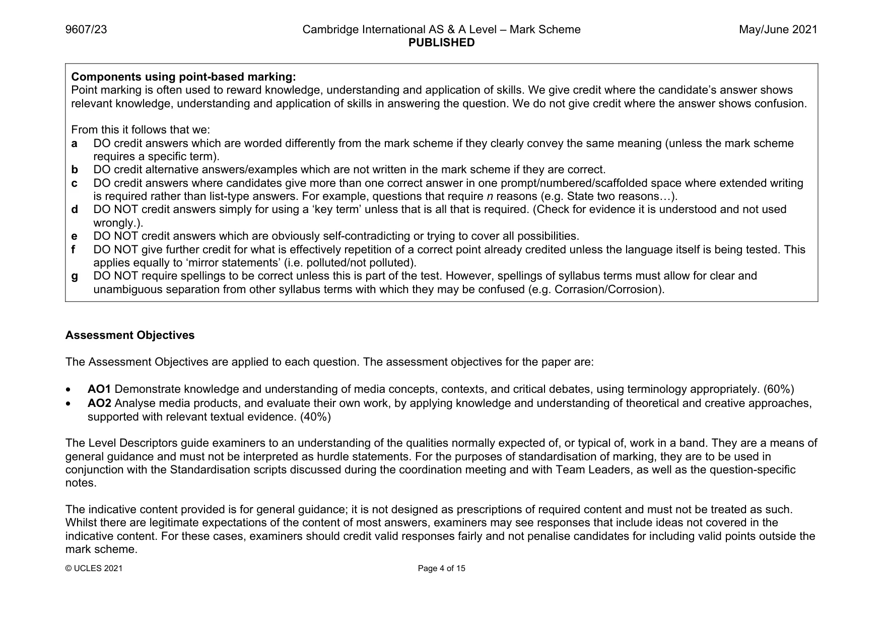 Mark scheme, page 4 of 15