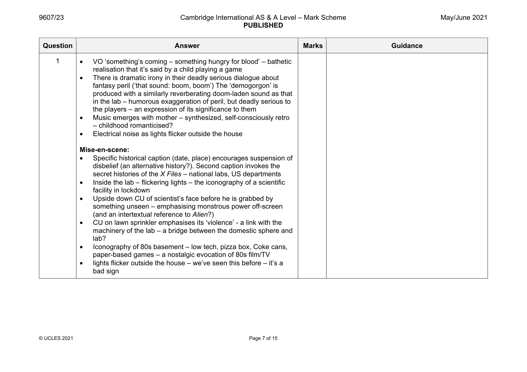 Mark scheme, page 7 of 15