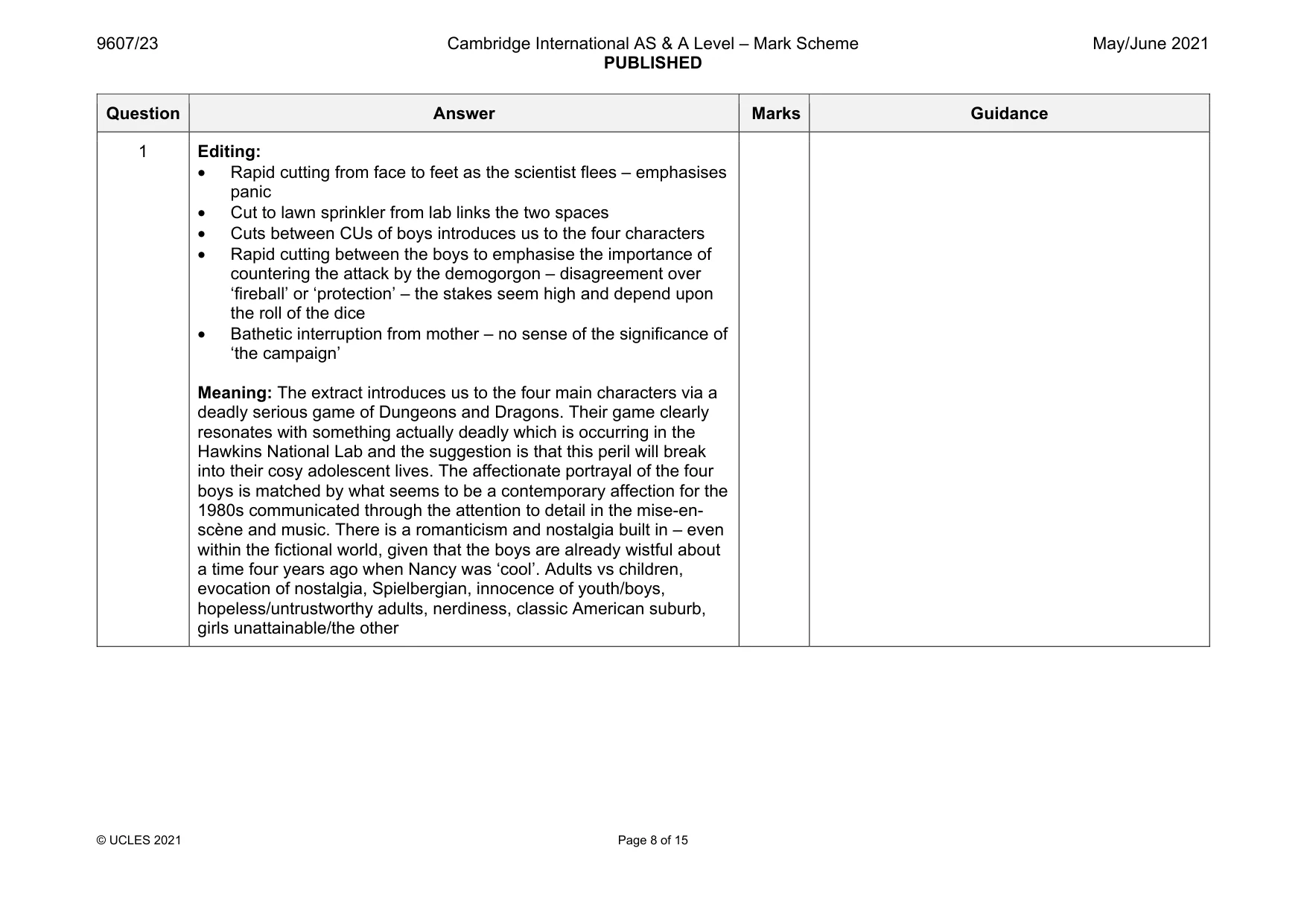 Mark scheme, page 8 of 15