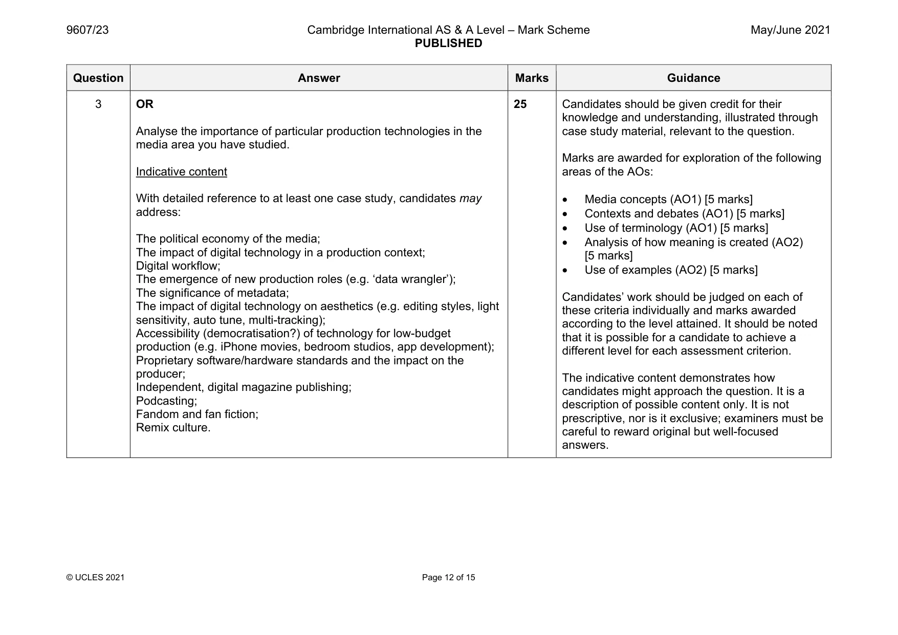 Mark scheme, page 12 of 15