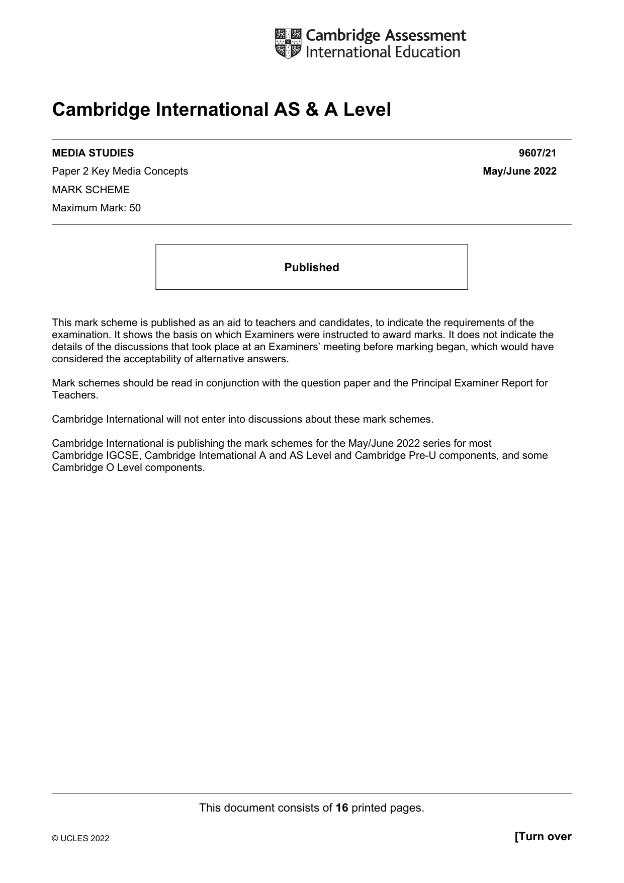 Mark scheme, page 1 of 16