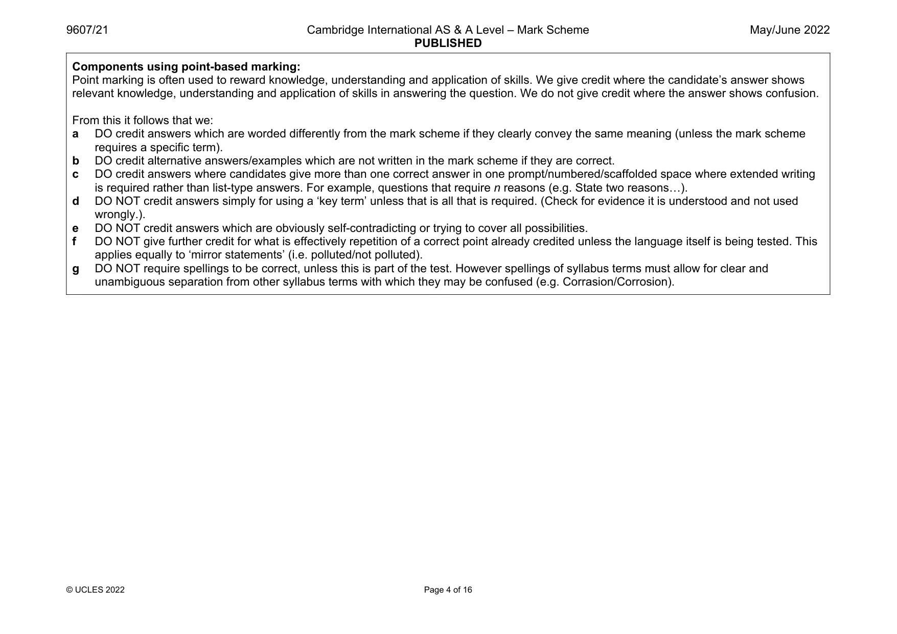 Mark scheme, page 4 of 16
