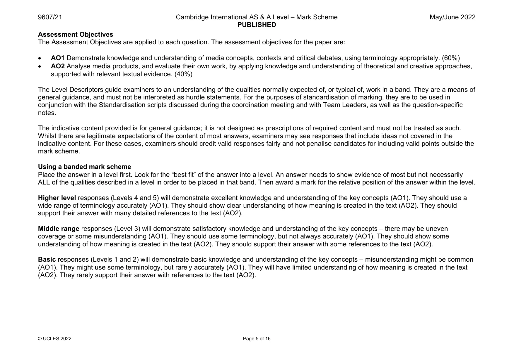 Mark scheme, page 5 of 16