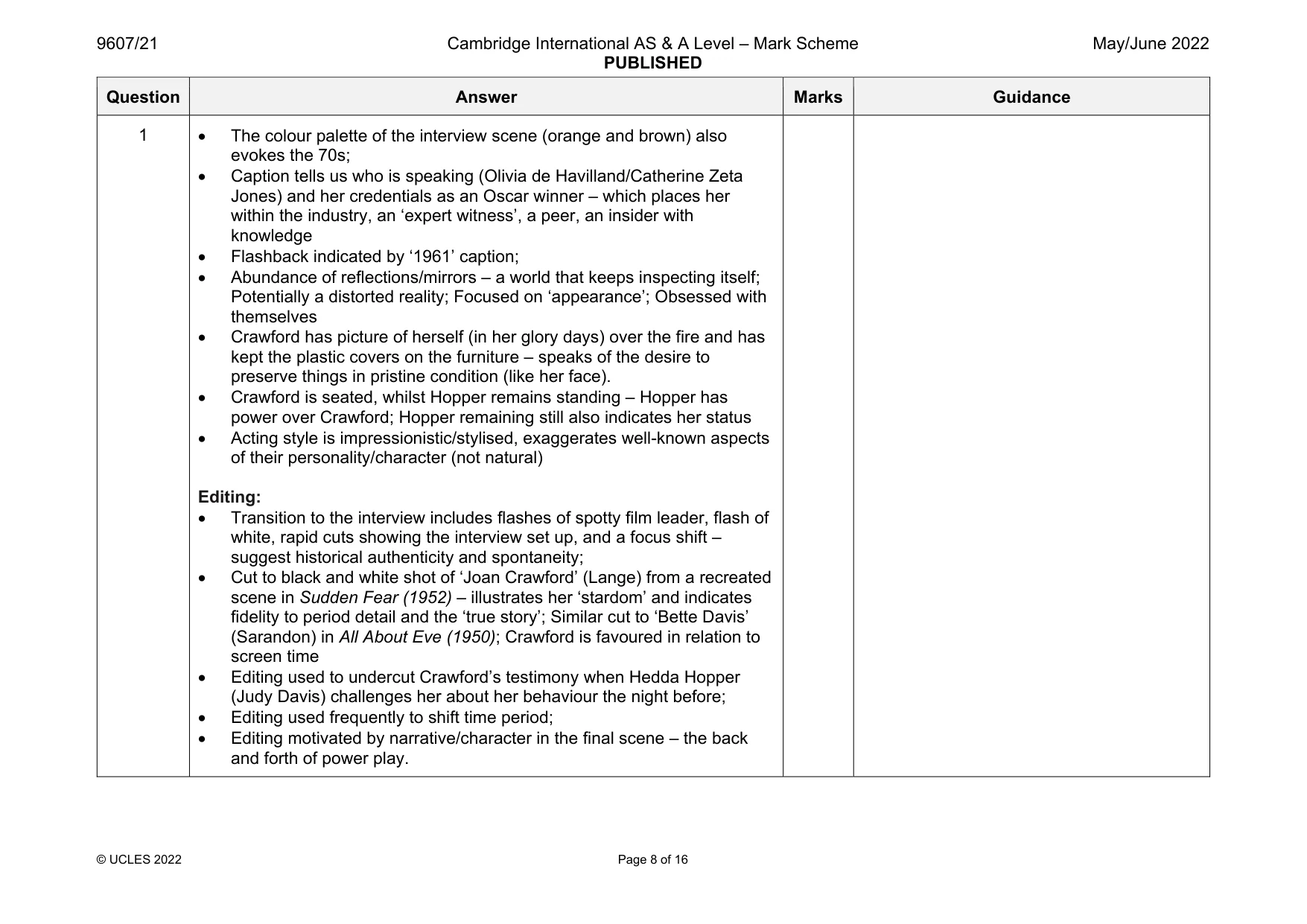 Mark scheme, page 8 of 16