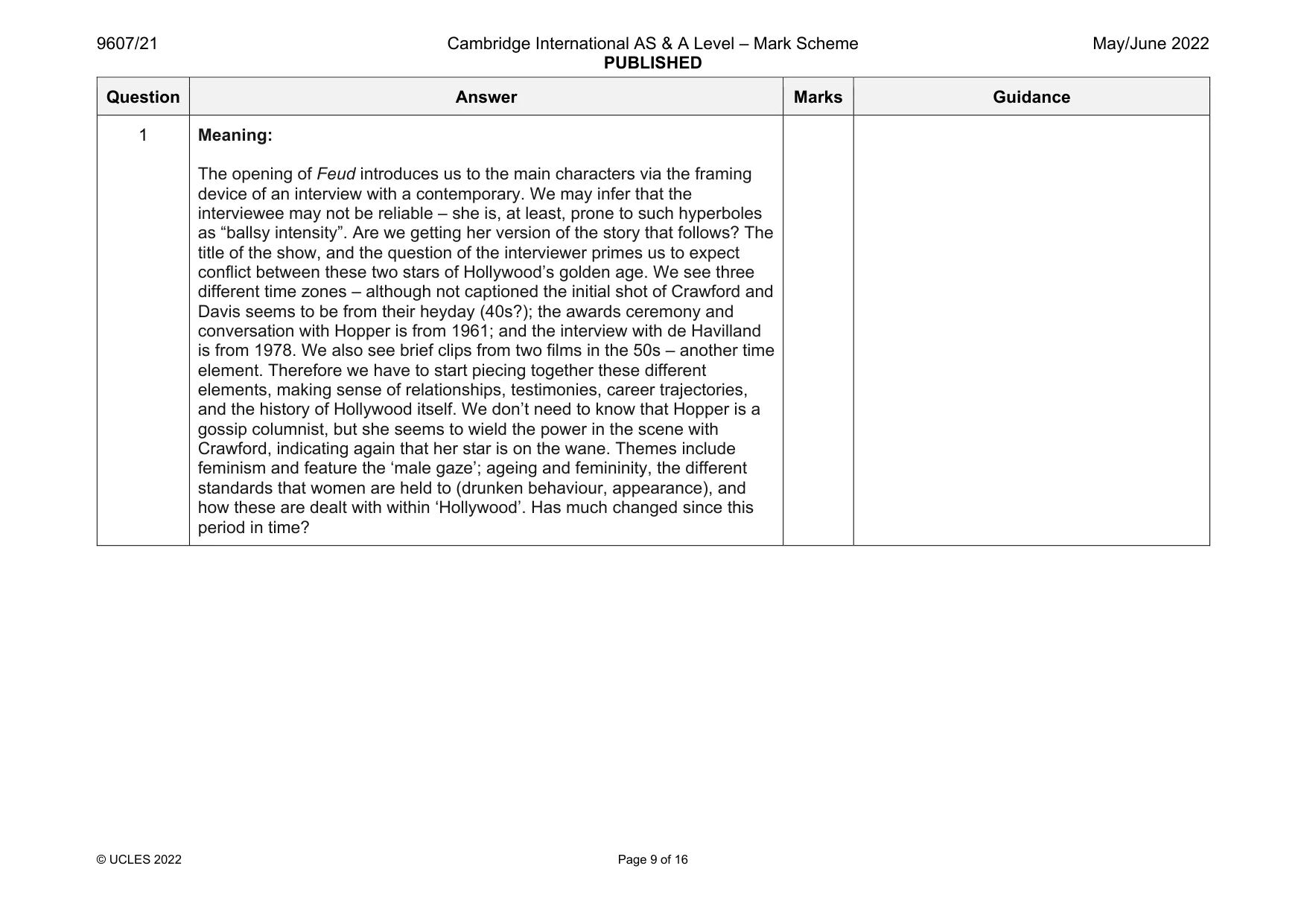 Mark scheme, page 9 of 16