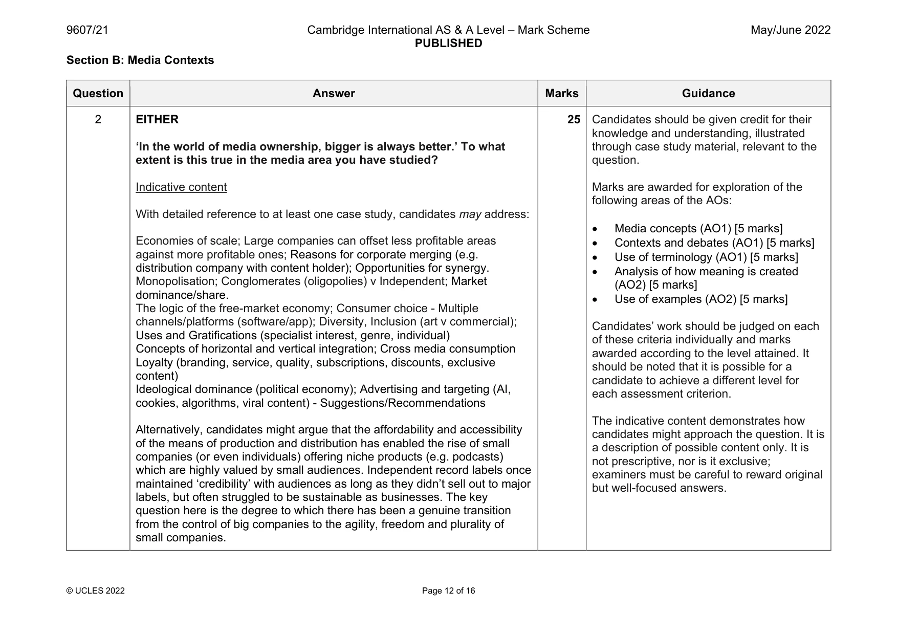 Mark scheme, page 12 of 16