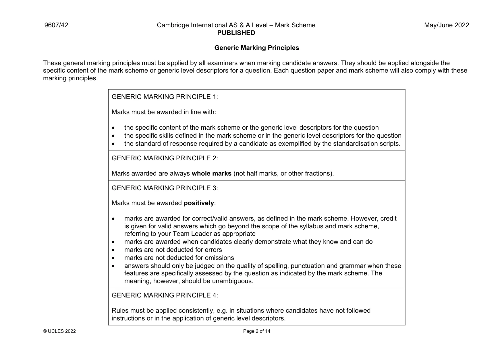 Mark scheme, page 2 of 14