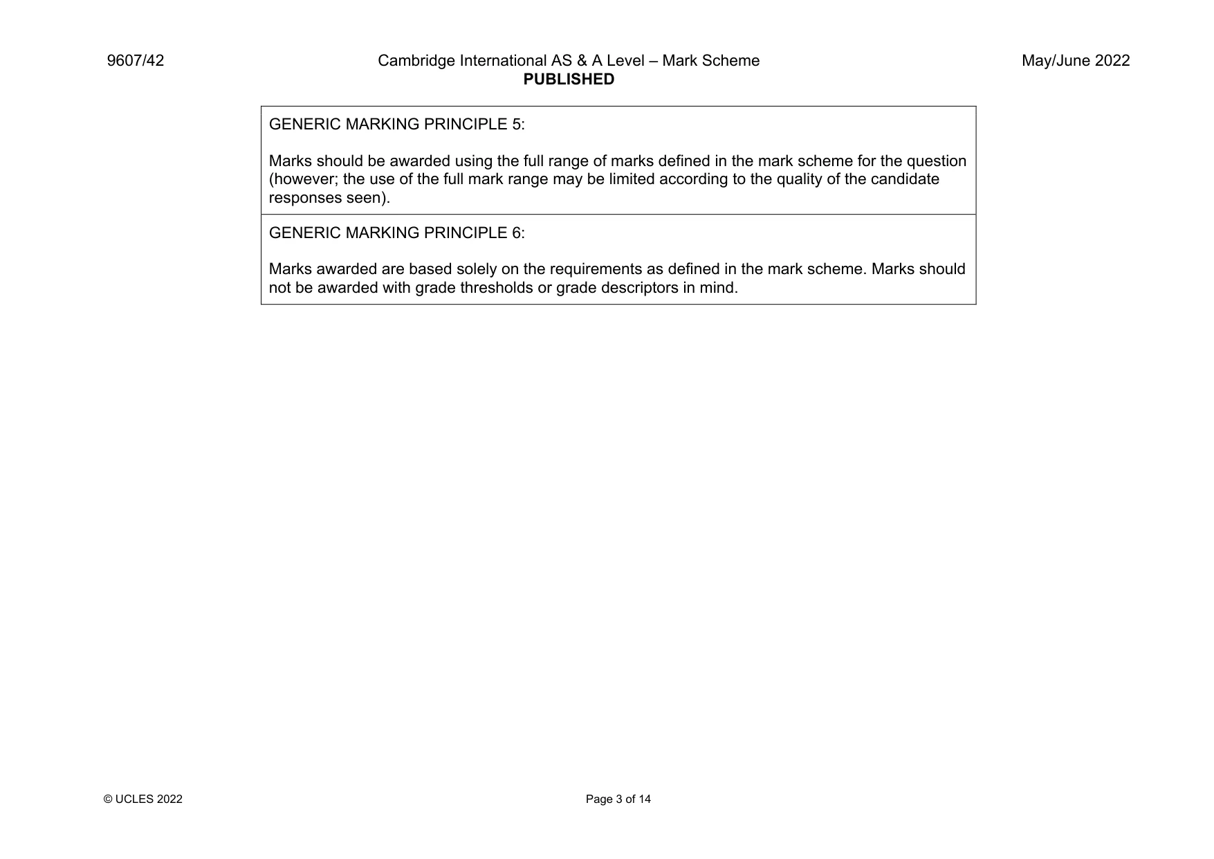 Mark scheme, page 3 of 14
