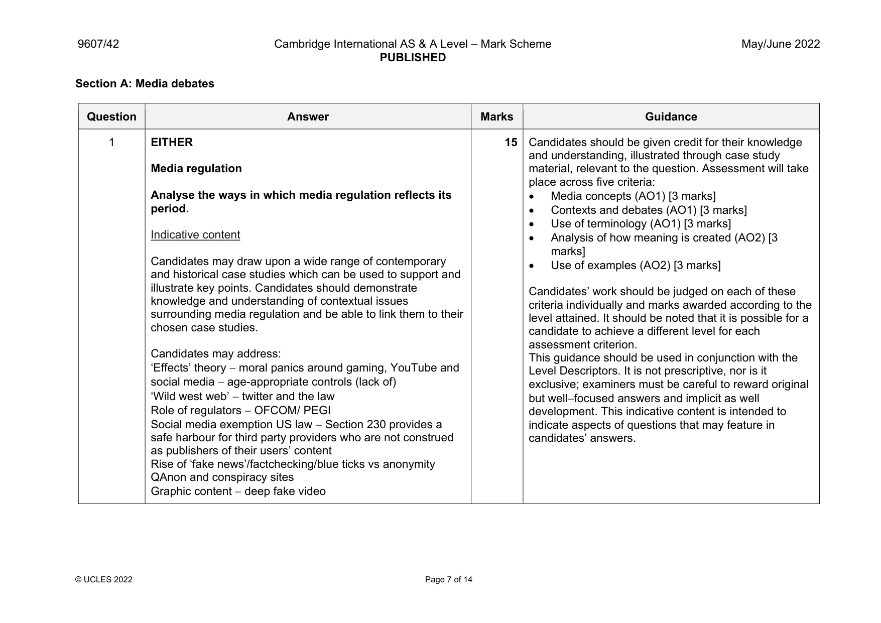 Mark scheme, page 7 of 14
