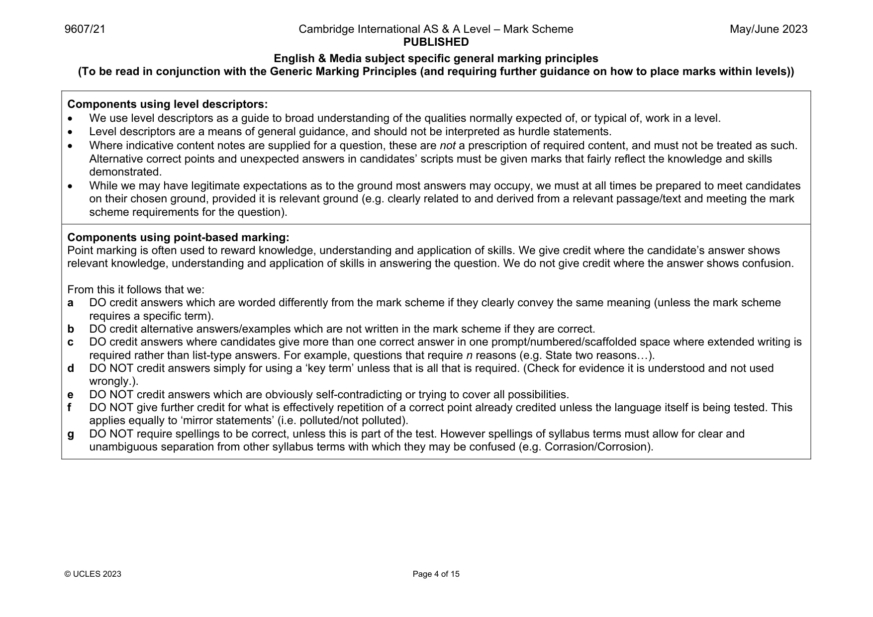 Mark scheme, page 4 of 15