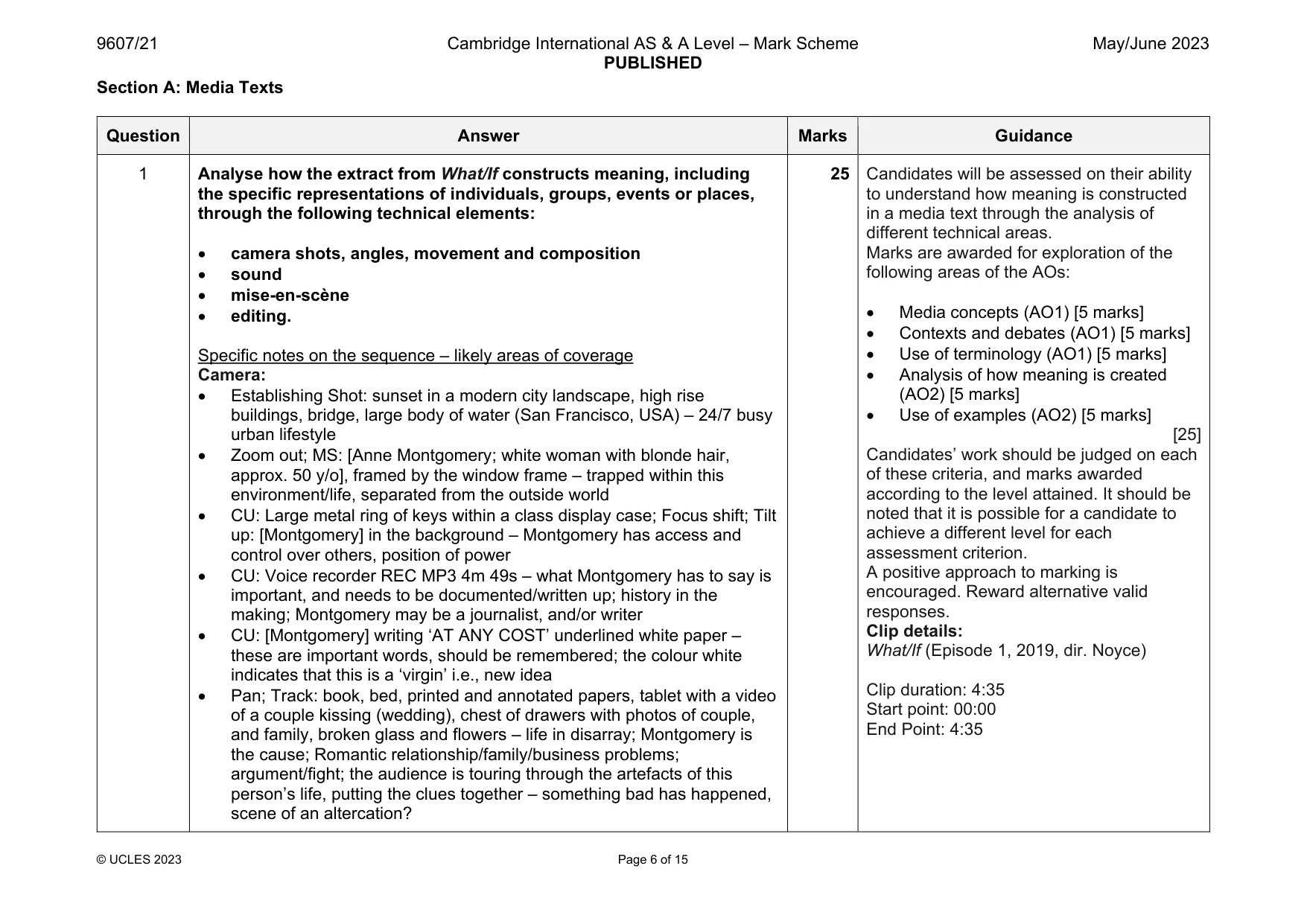 Mark scheme, page 6 of 15