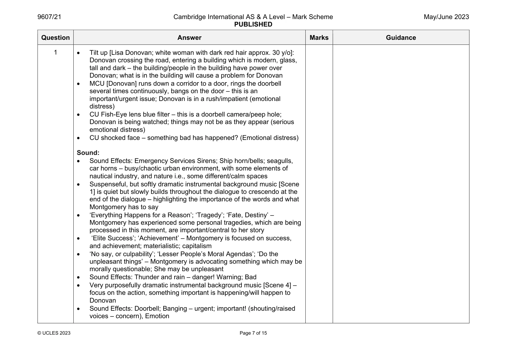 Mark scheme, page 7 of 15