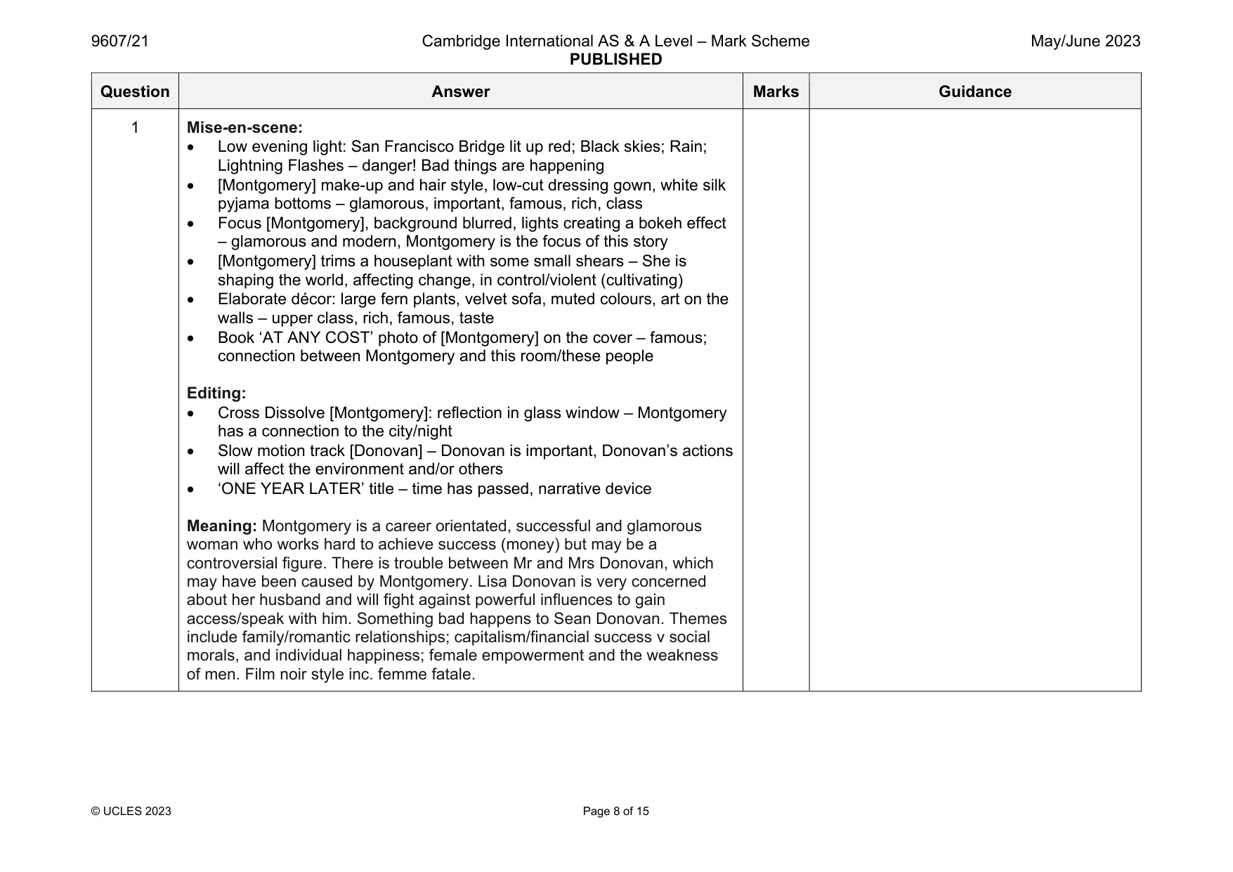 Mark scheme, page 8 of 15