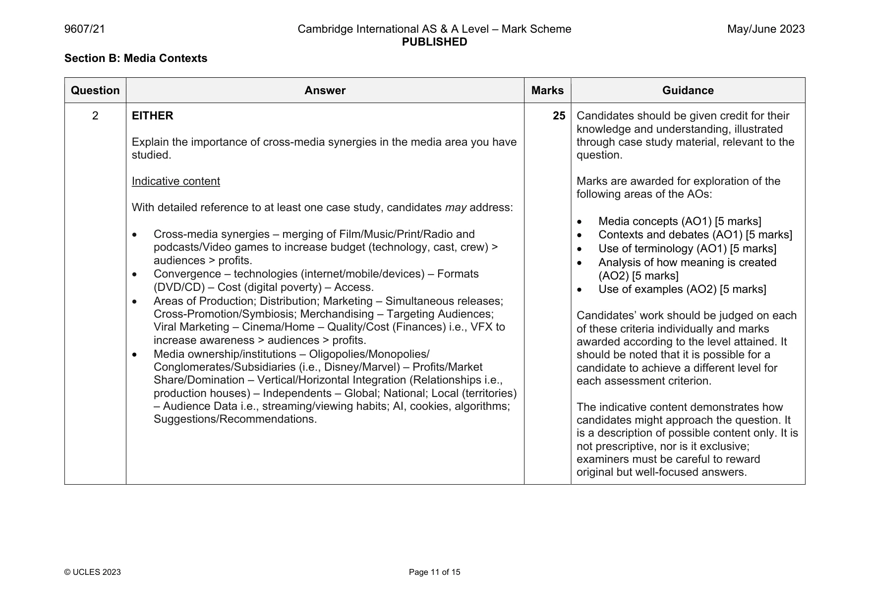 Mark scheme, page 11 of 15
