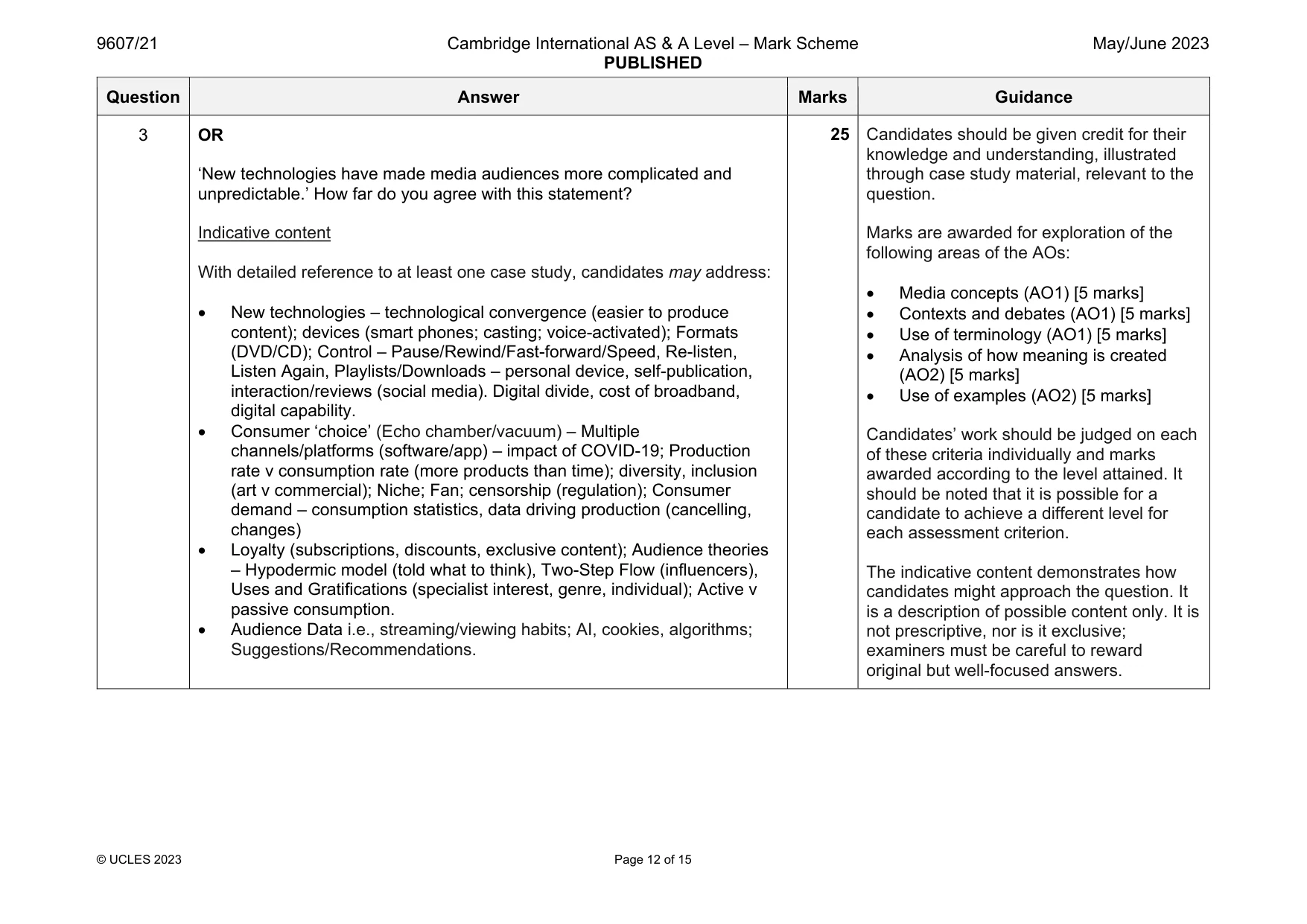 Mark scheme, page 12 of 15