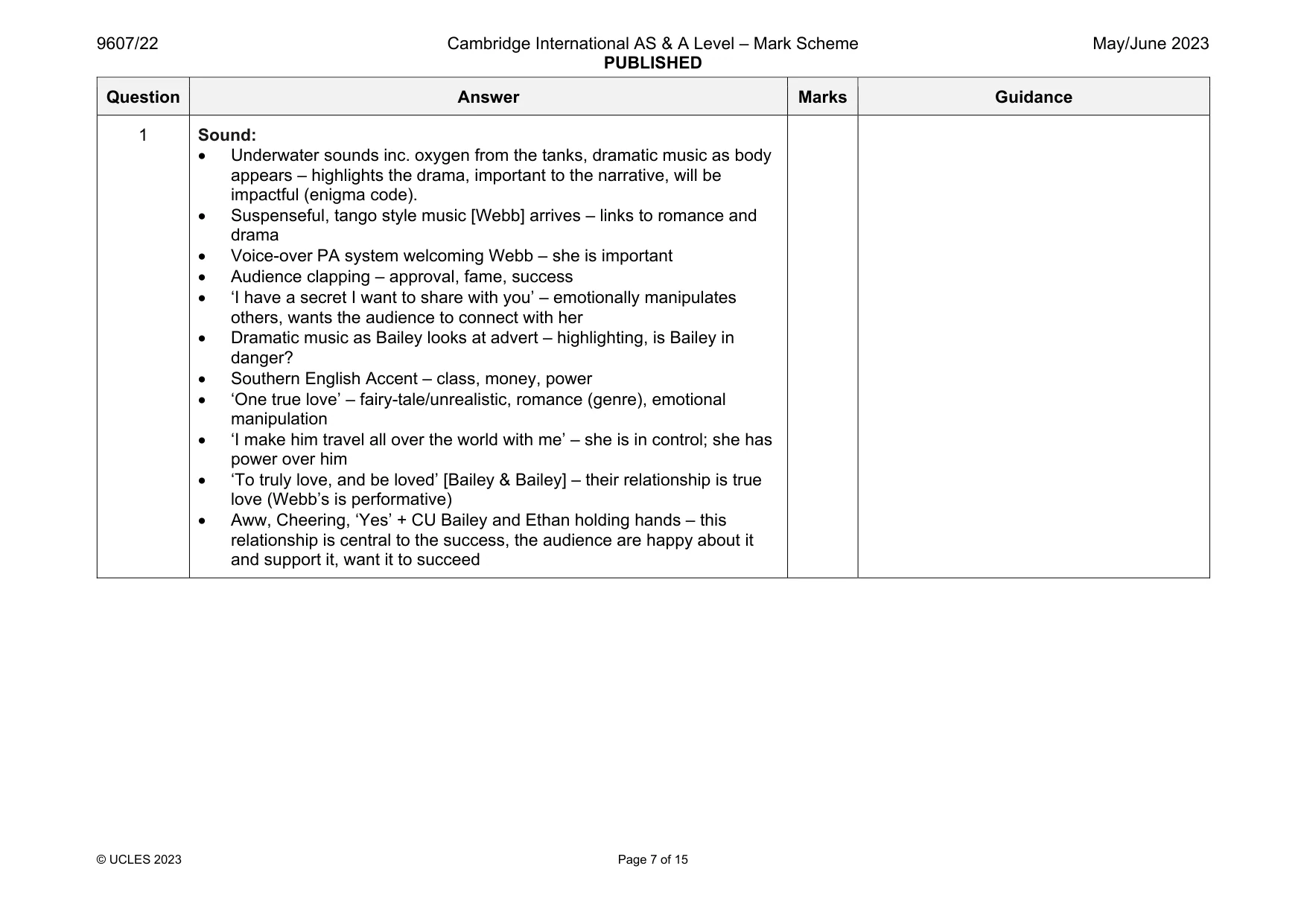Mark scheme, page 7 of 15