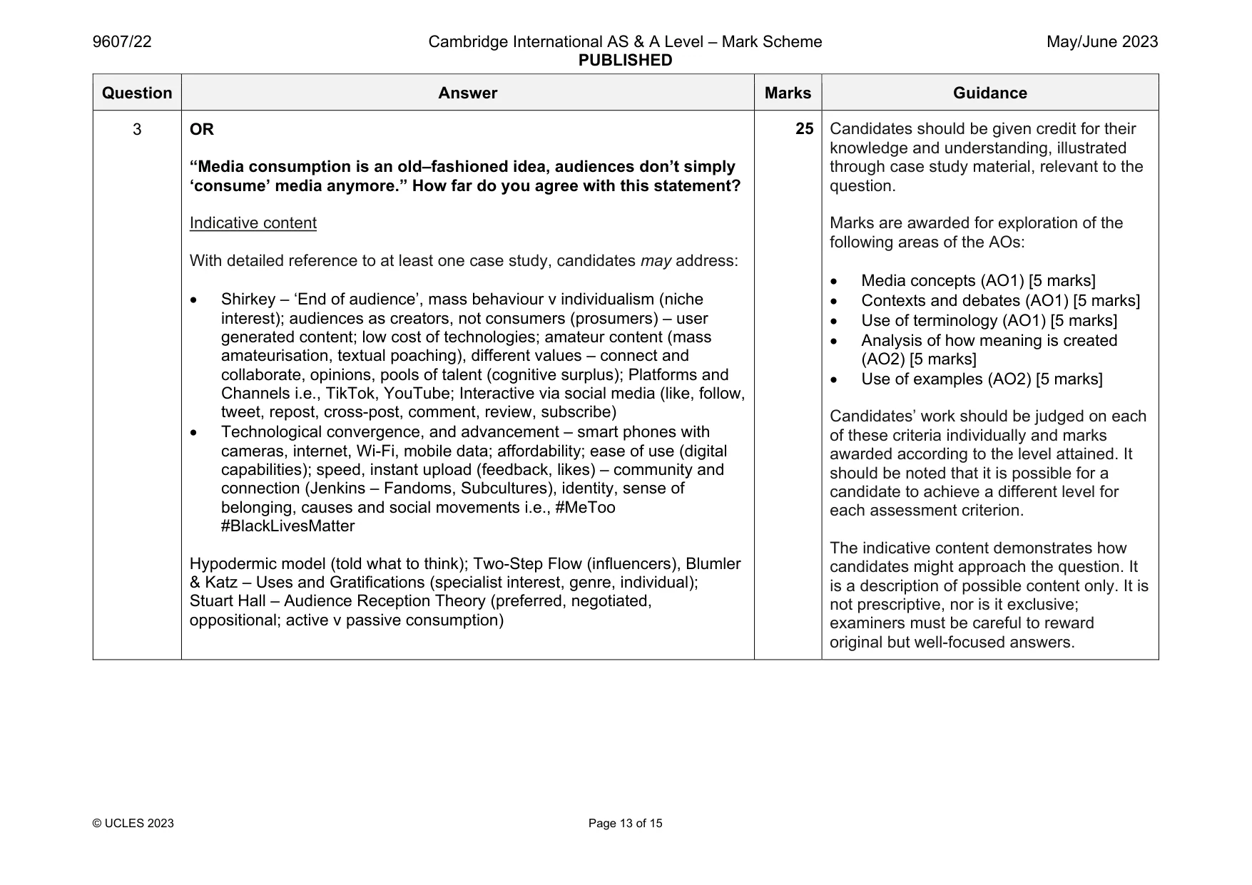 Mark scheme, page 13 of 15